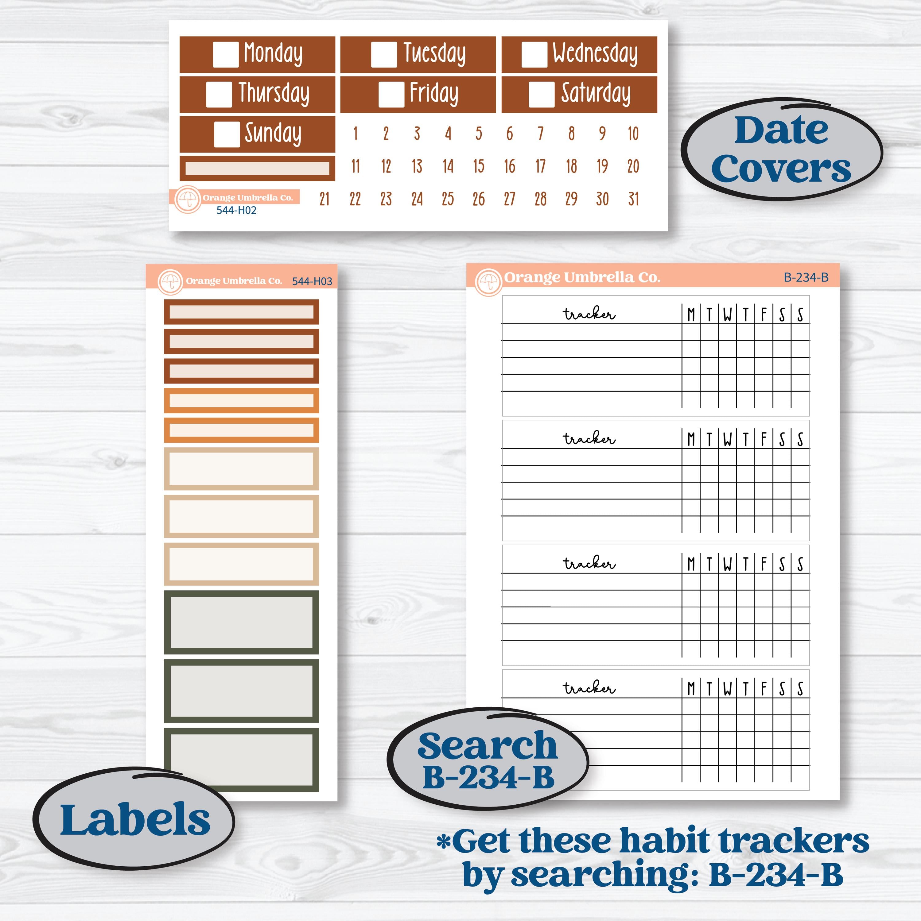 Autumn Woodland Planner Kit | Plum Vertical Priorities 7x9 Planner Kit Stickers | Autumn Stroll | KIT-544-H