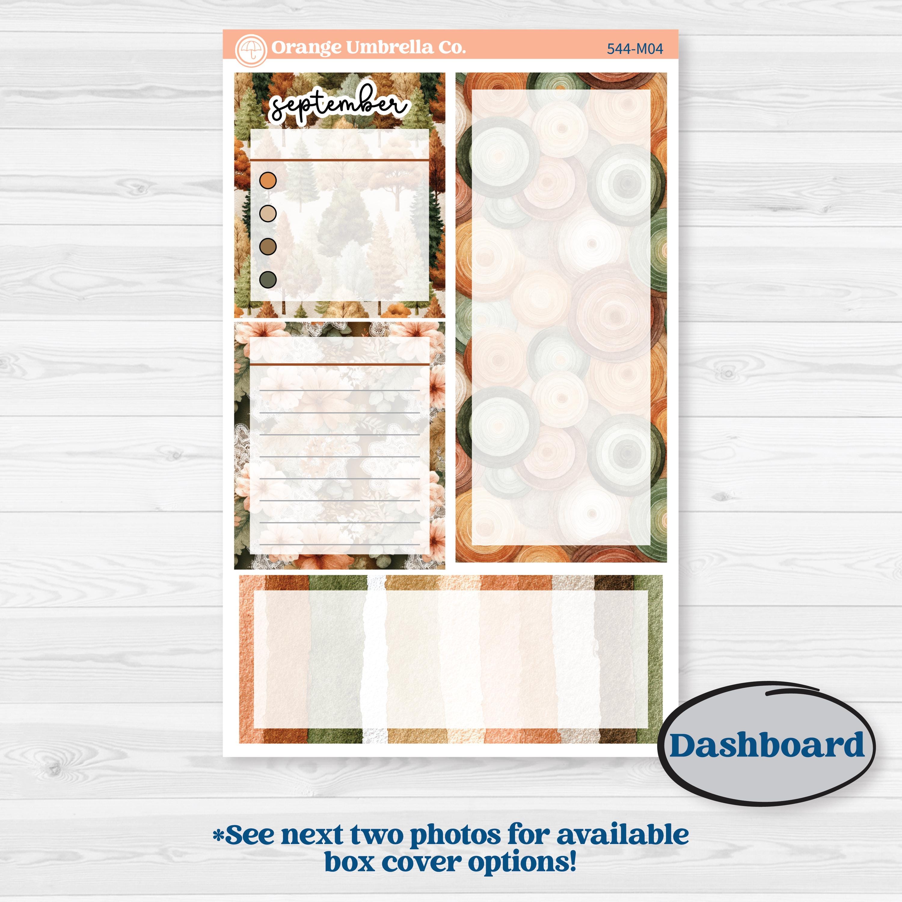Autumn Woodland Planner Kit | A5 Erin Condren Monthly & Productivity Dashboard Sticker Kit | Autumn Stroll | KIT-544-M
