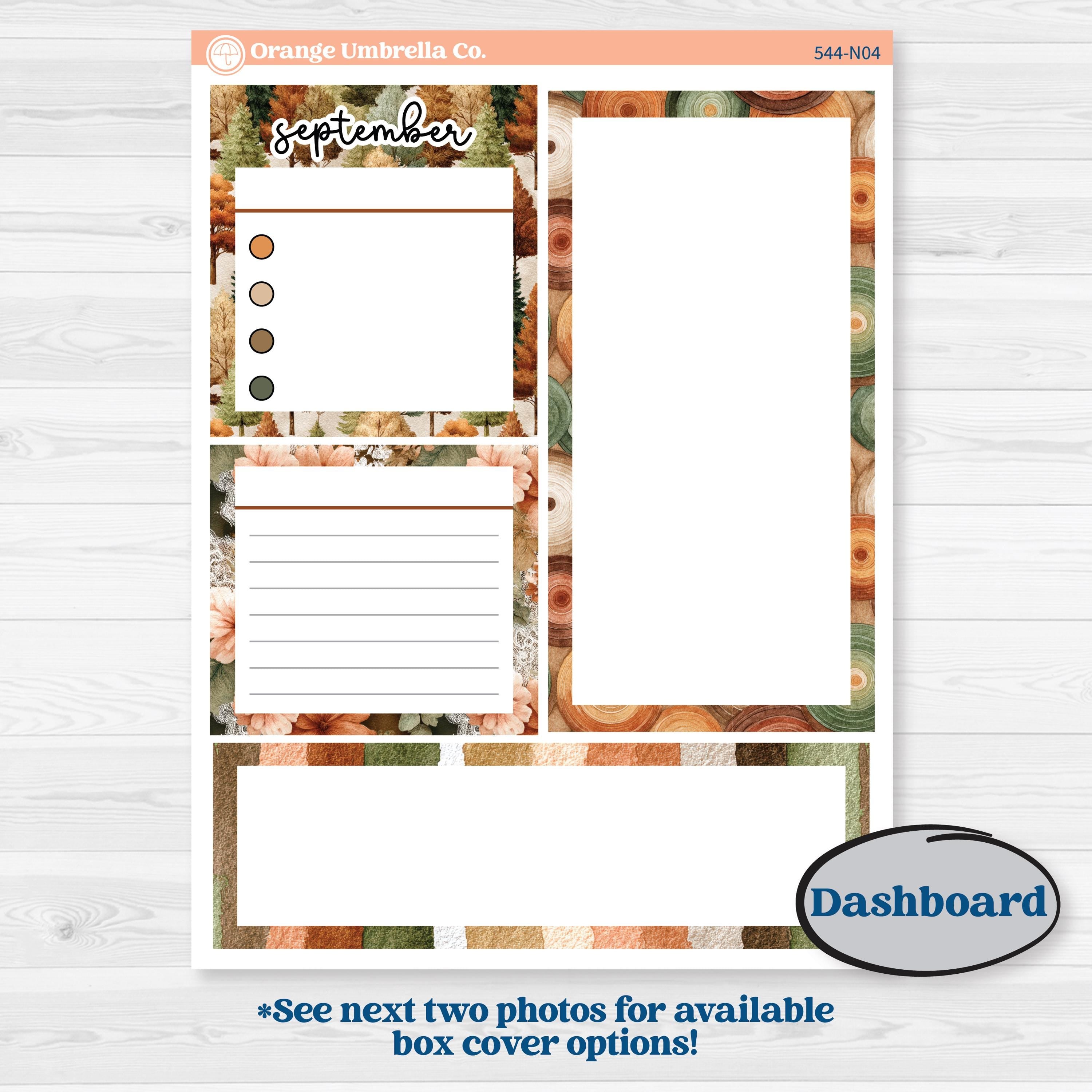 Autumn Woodland Planner Kit | 7x9 Erin Condren Life Planner Monthly & Dashboard Sticker Kit | Autumn Stroll | KIT-544-N