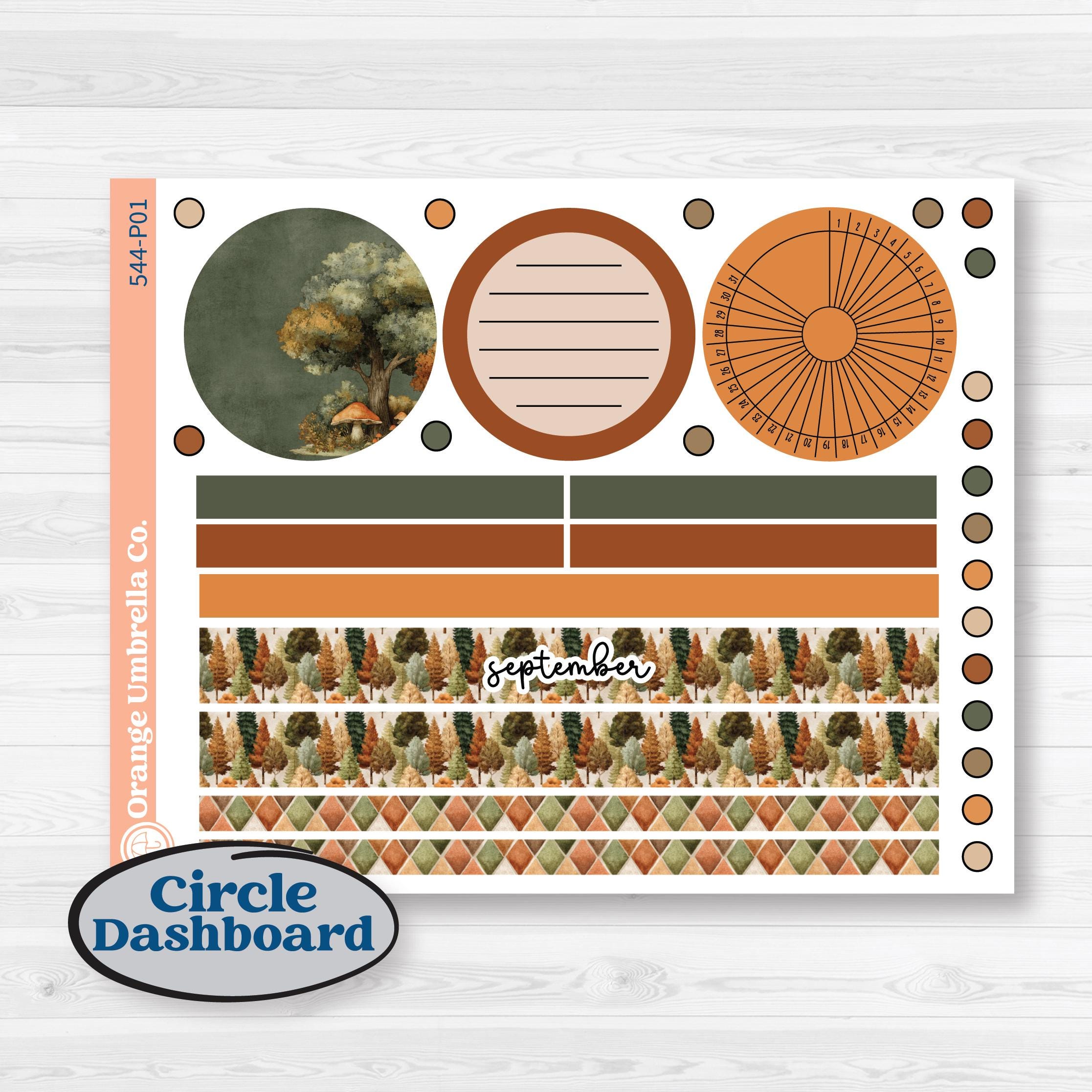 Autumn Woodland Planner Kit | A5 Plum Monthly & Dashboard Planner Kit Stickers | Autumn Stroll | KIT-544-P