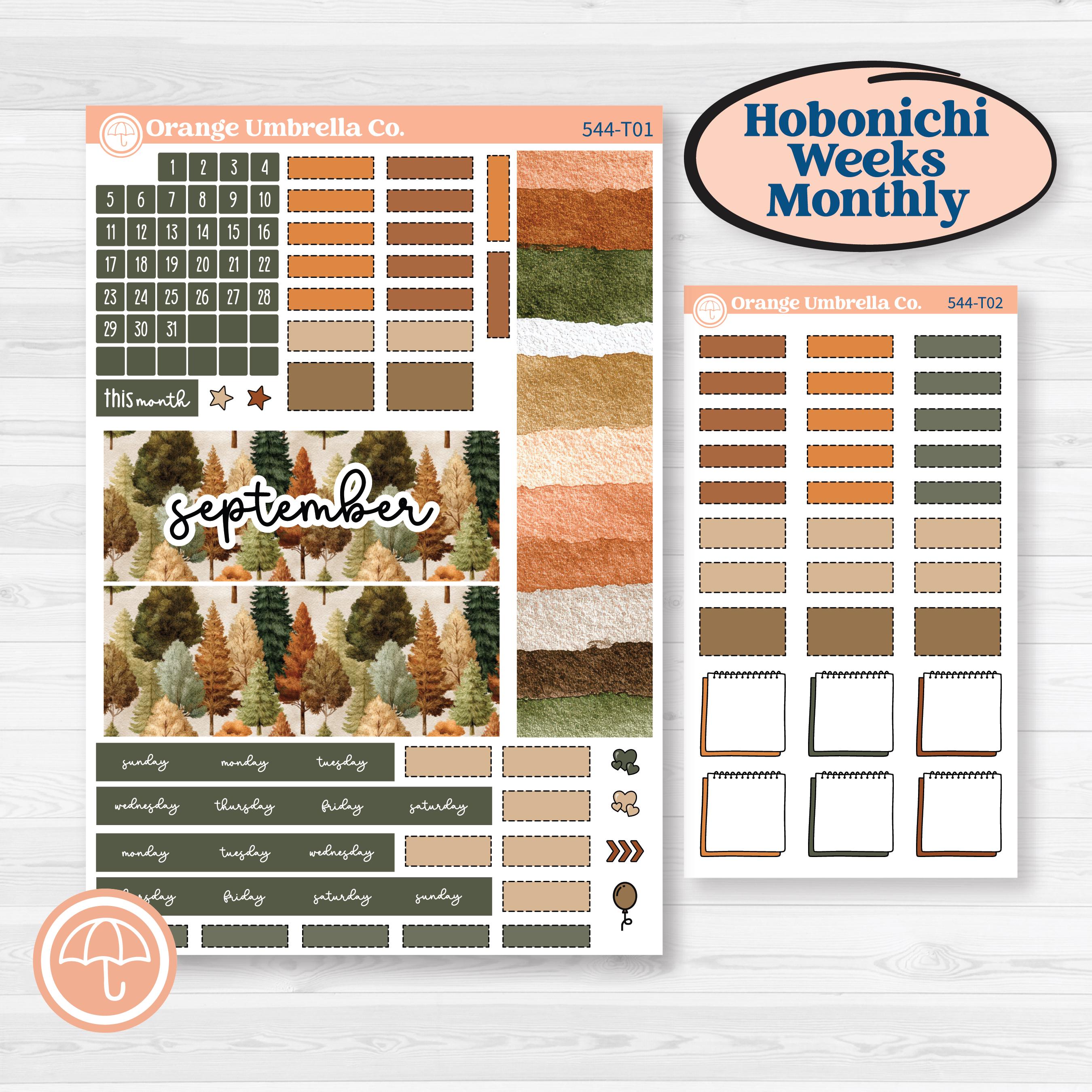 Autumn Woodland Planner Kit | Hobonichi Weeks Monthly Planner Kit Stickers | Autumn Stroll | KIT-544-T