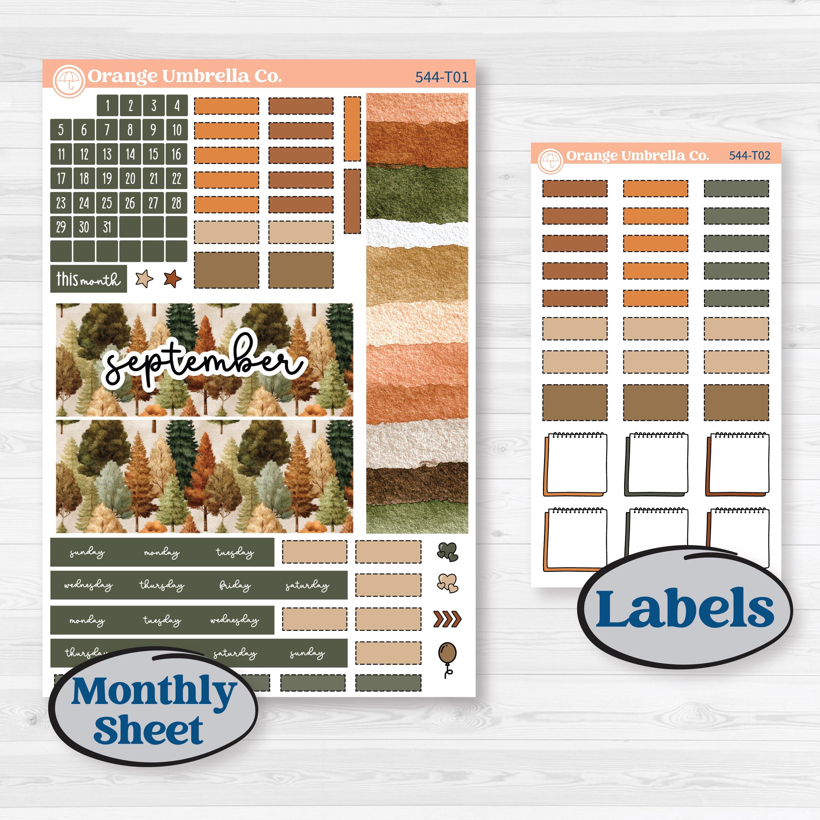 Autumn Woodland Planner Kit | Hobonichi Weeks Monthly Planner Kit Stickers | Autumn Stroll | KIT-544-T