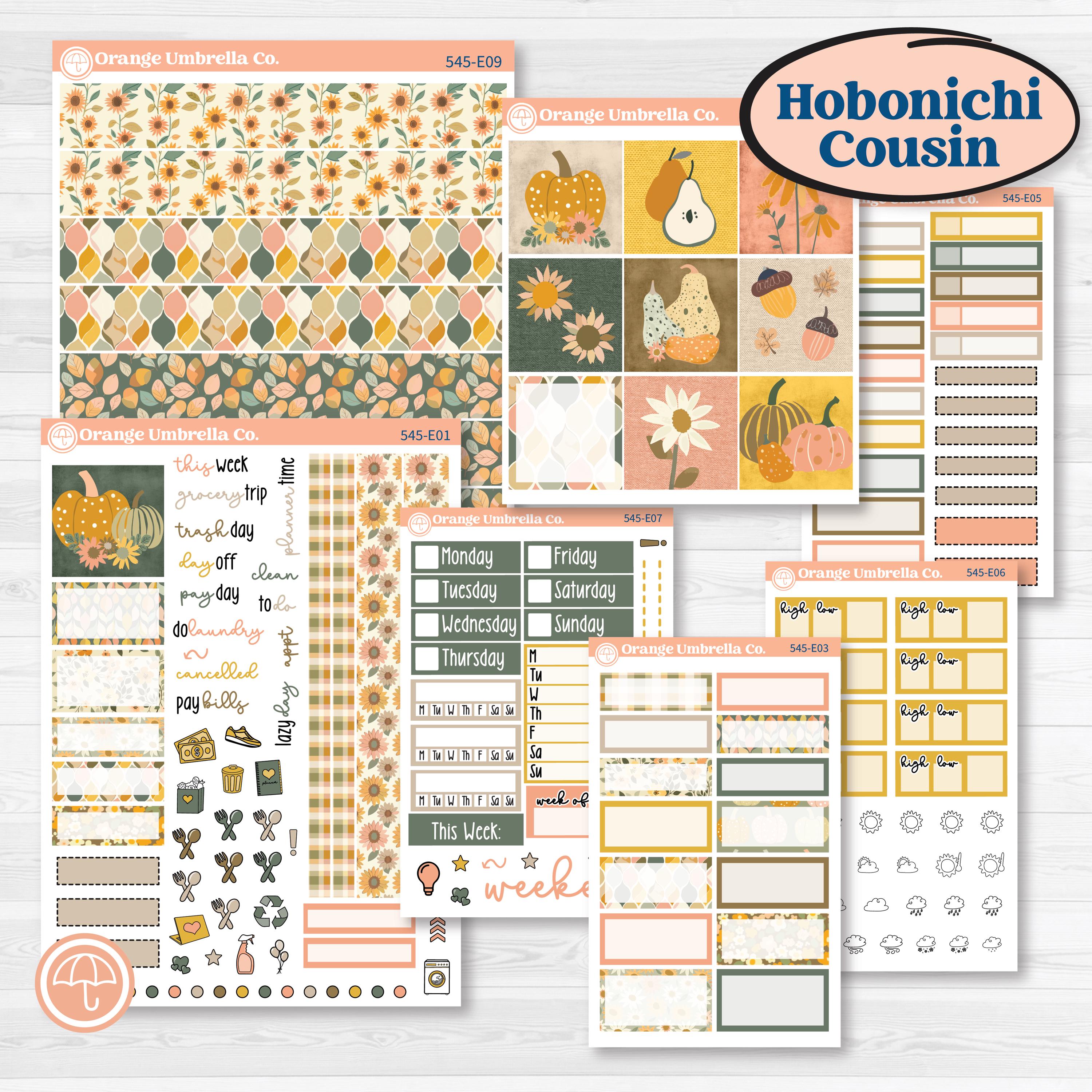 Pumpkin Patch Stickers | Hobonichi Cousin Weekly & Daily Planner Kit Stickers | Oh My Gourd | KIT-545-E