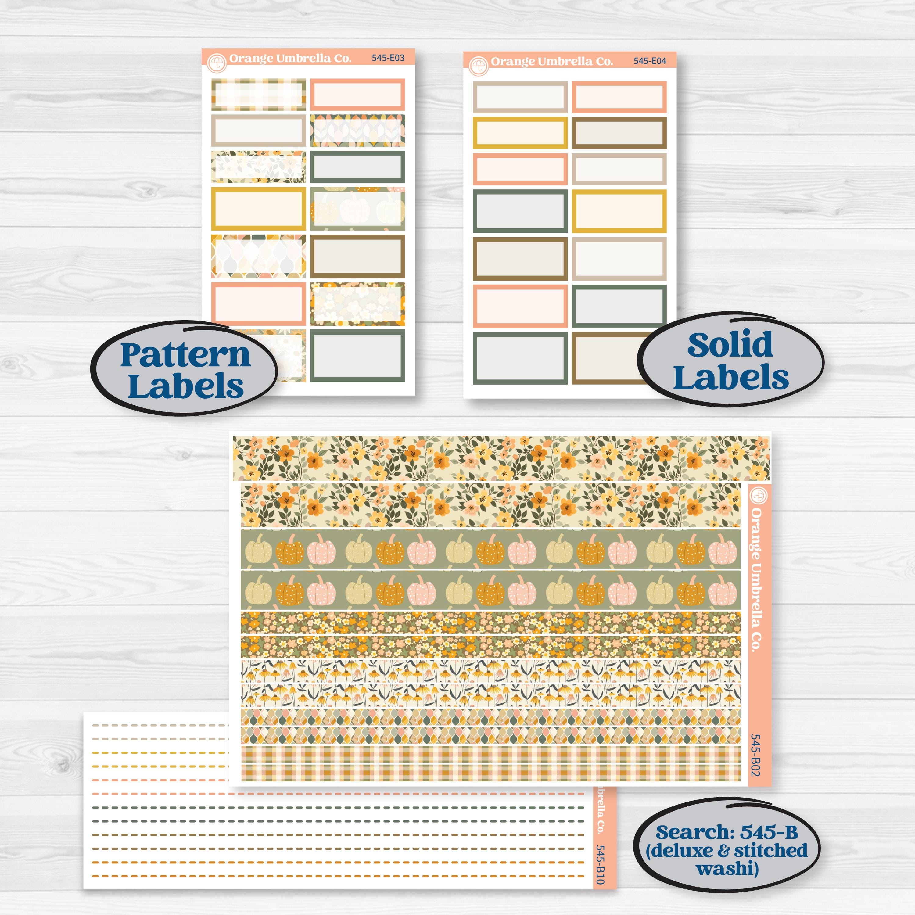 Pumpkin Patch Stickers | Hobonichi Cousin Weekly & Daily Planner Kit Stickers | Oh My Gourd | KIT-545-E