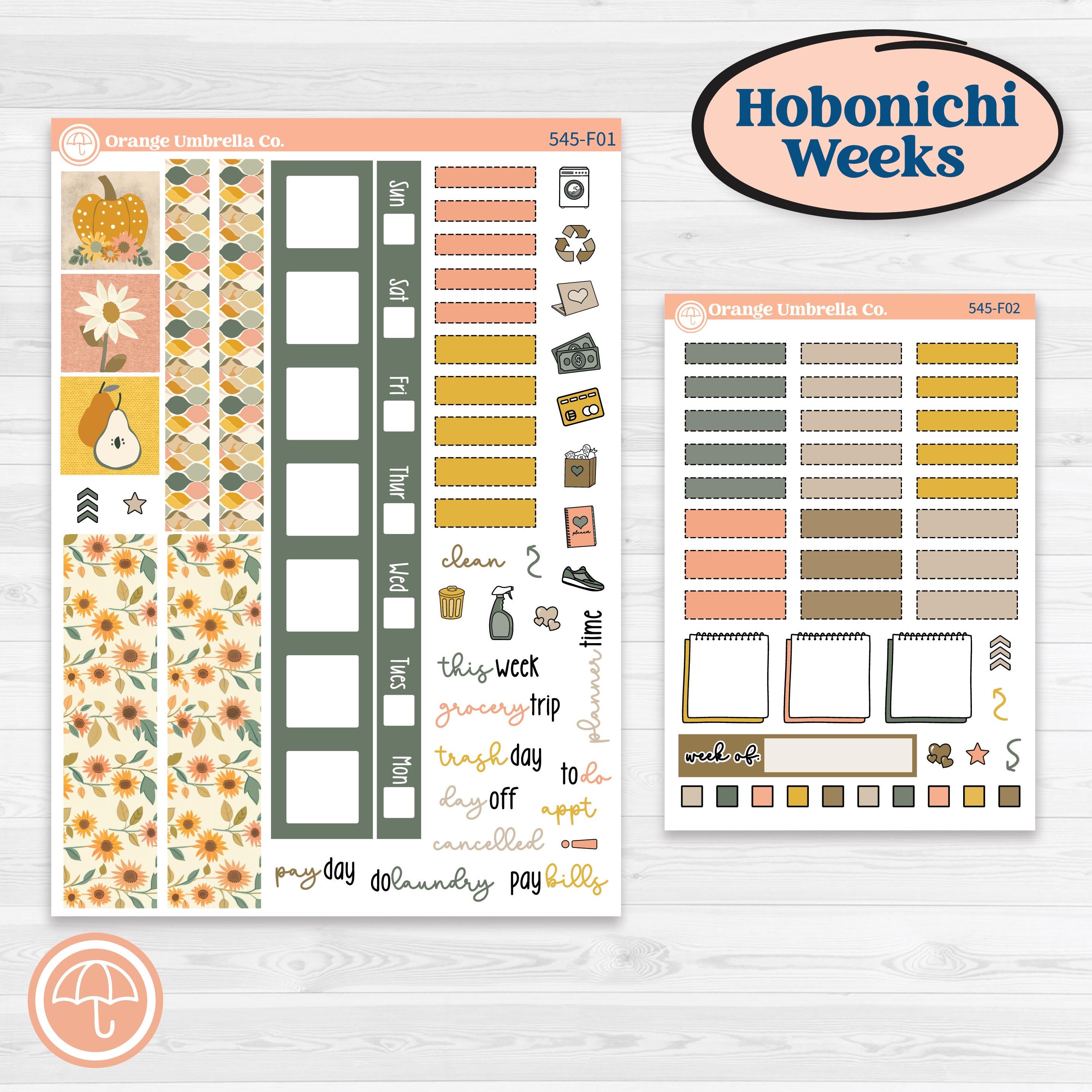 Pumpkin Patch Stickers | Hobonichi Weeks Weekly Planner Kit Stickers | Oh My Gourd | KIT-545-F