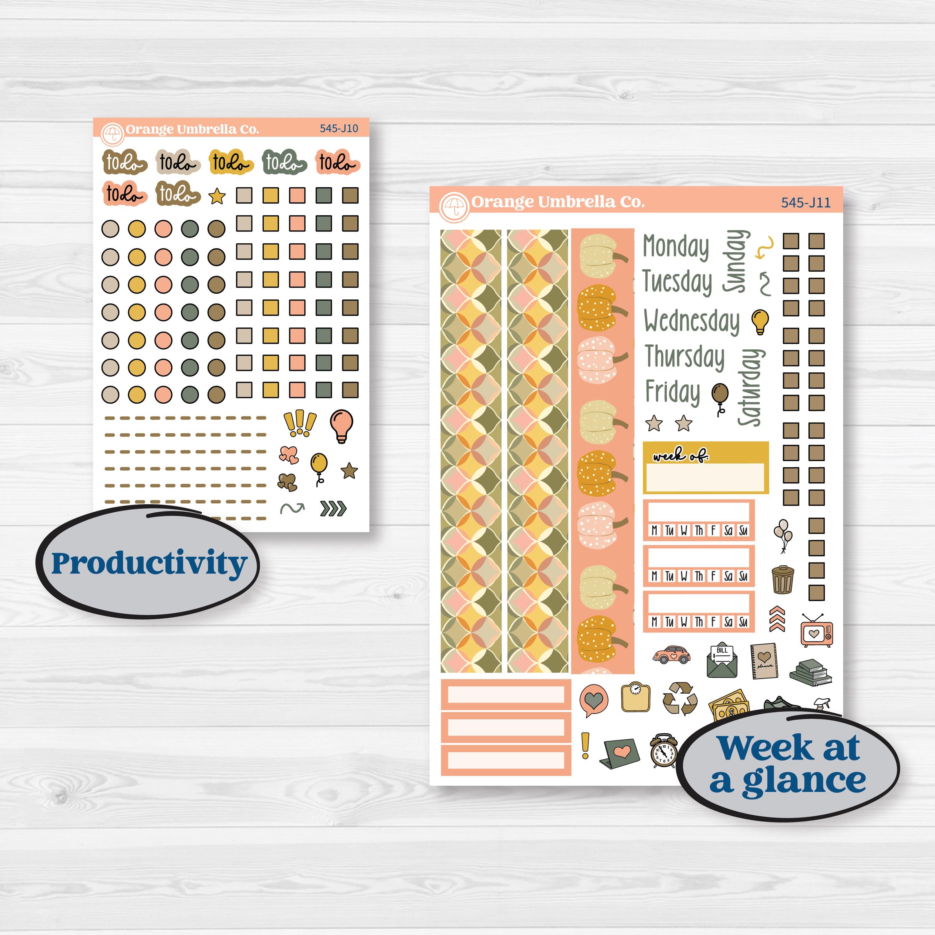 Pumpkin Patch Stickers | A5 Daily Duo Planner Kit Stickers | Oh My Gourd | KIT-545-J