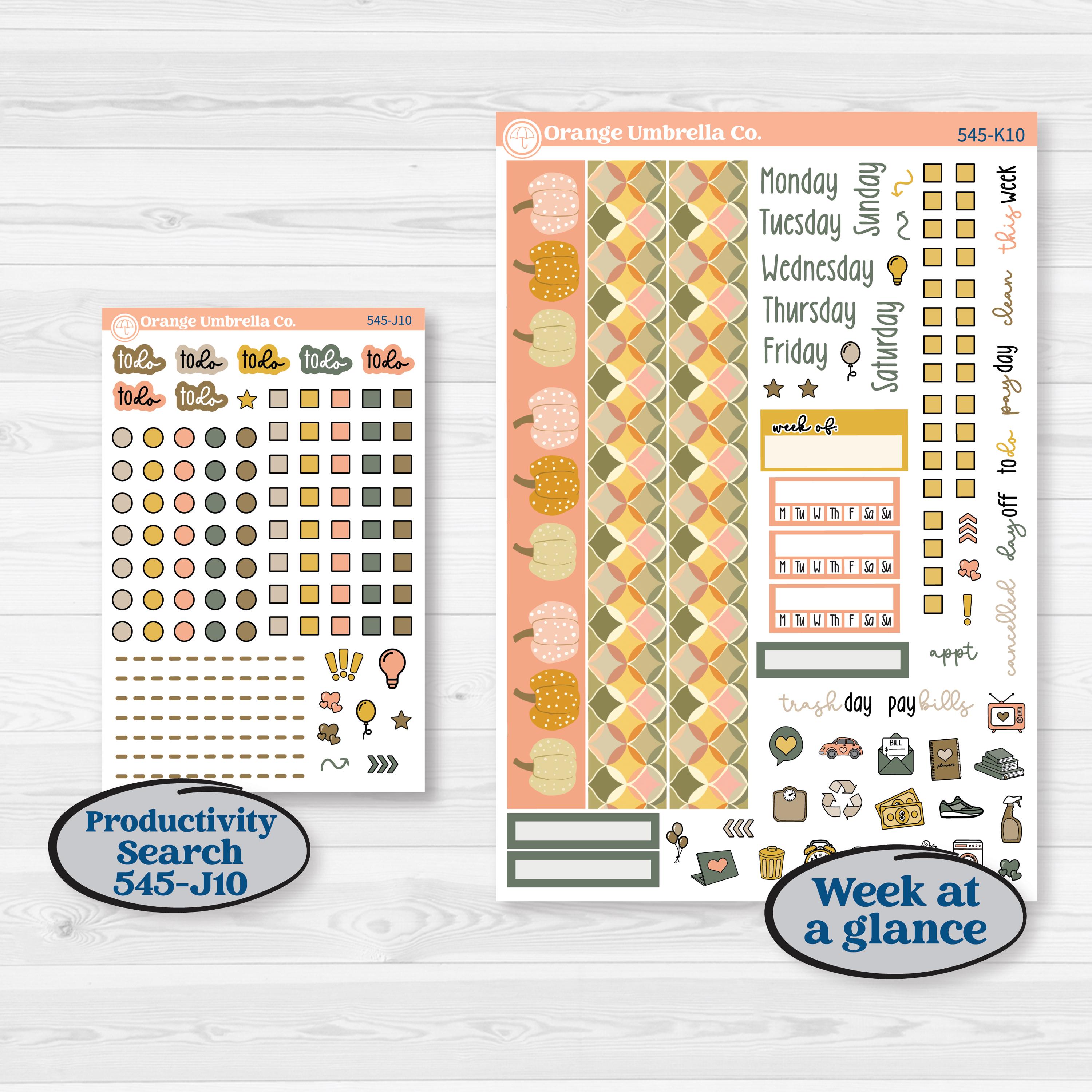 Pumpkin Patch Stickers | 7x9 Erin Condren Daily Duo Planner Kit Stickers | Oh My Gourd | KIT-545-K