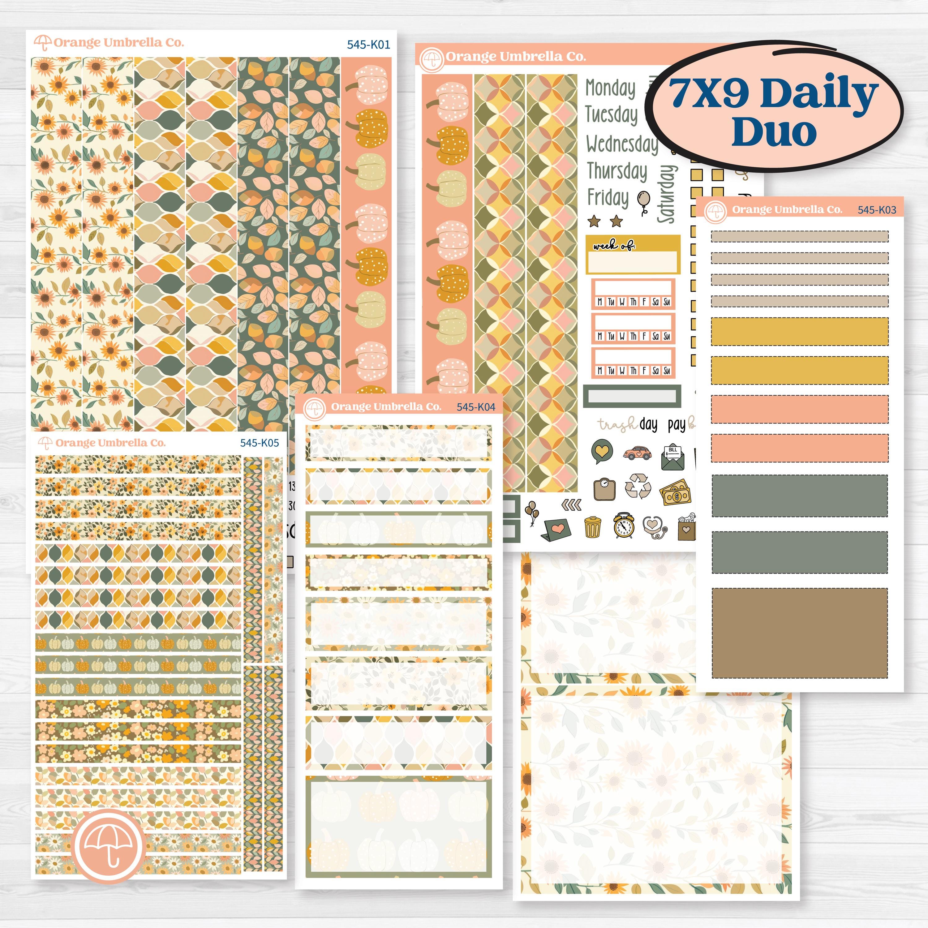 Pumpkin Patch Stickers | 7x9 Erin Condren Daily Duo Planner Kit Stickers | Oh My Gourd | KIT-545-K