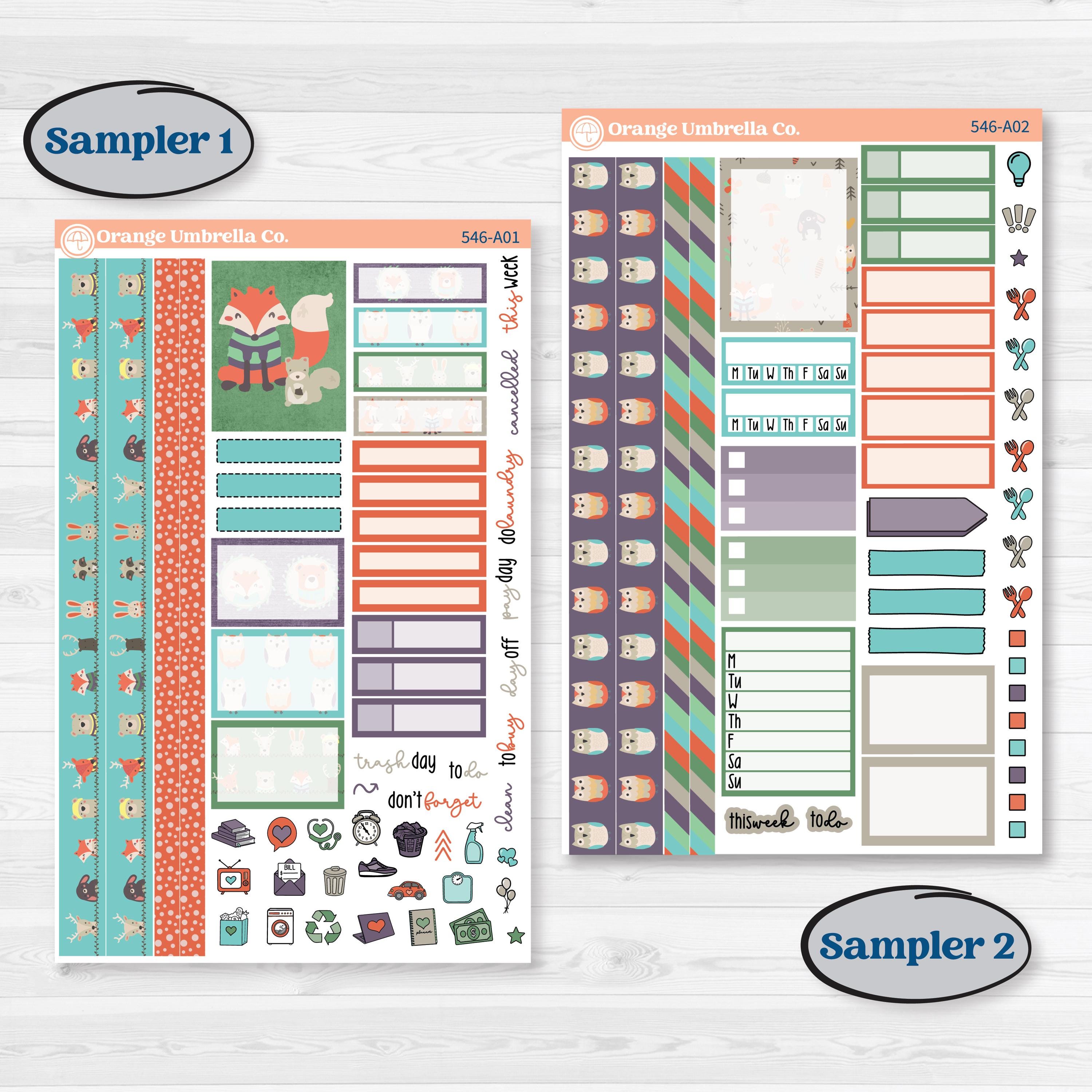 Woodland Animals Kit | Weekly Sticker Kit for Vertical Planners like Erin Condren | Forest Fluffs | KIT-546-A
