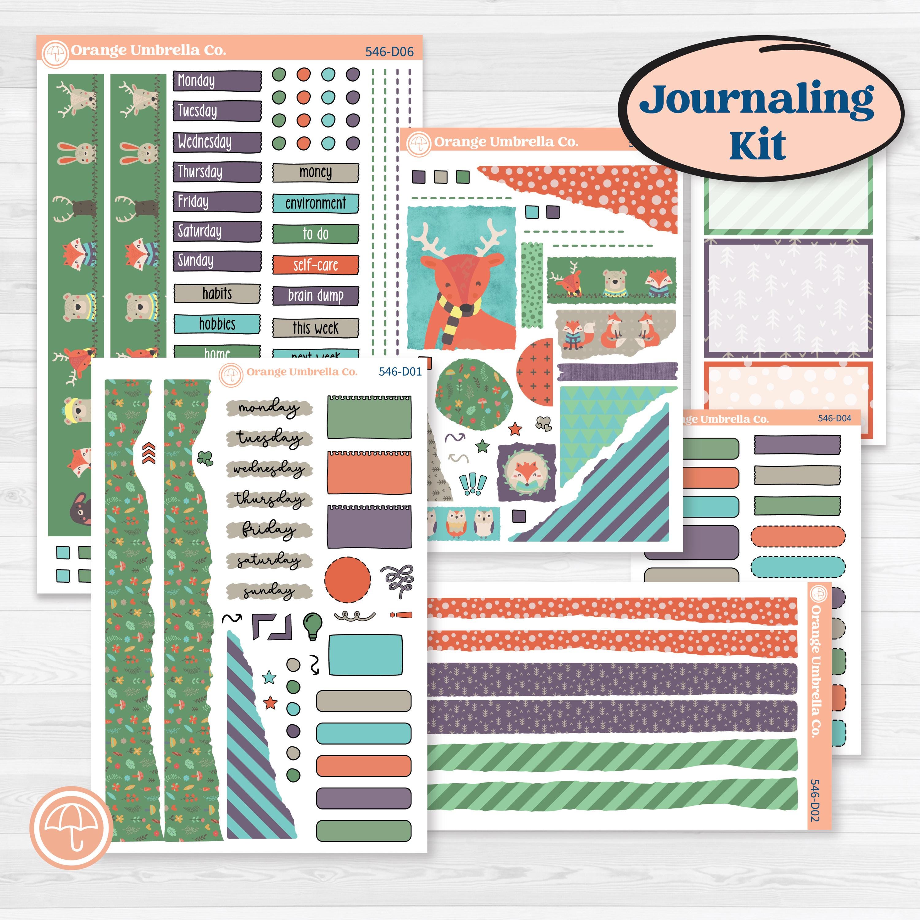 Woodland Animals Kit | Journaling or Scrapbooking Kit | Creative Junk Journal Planner Stickers | Forest Fluffs | KIT-546-D