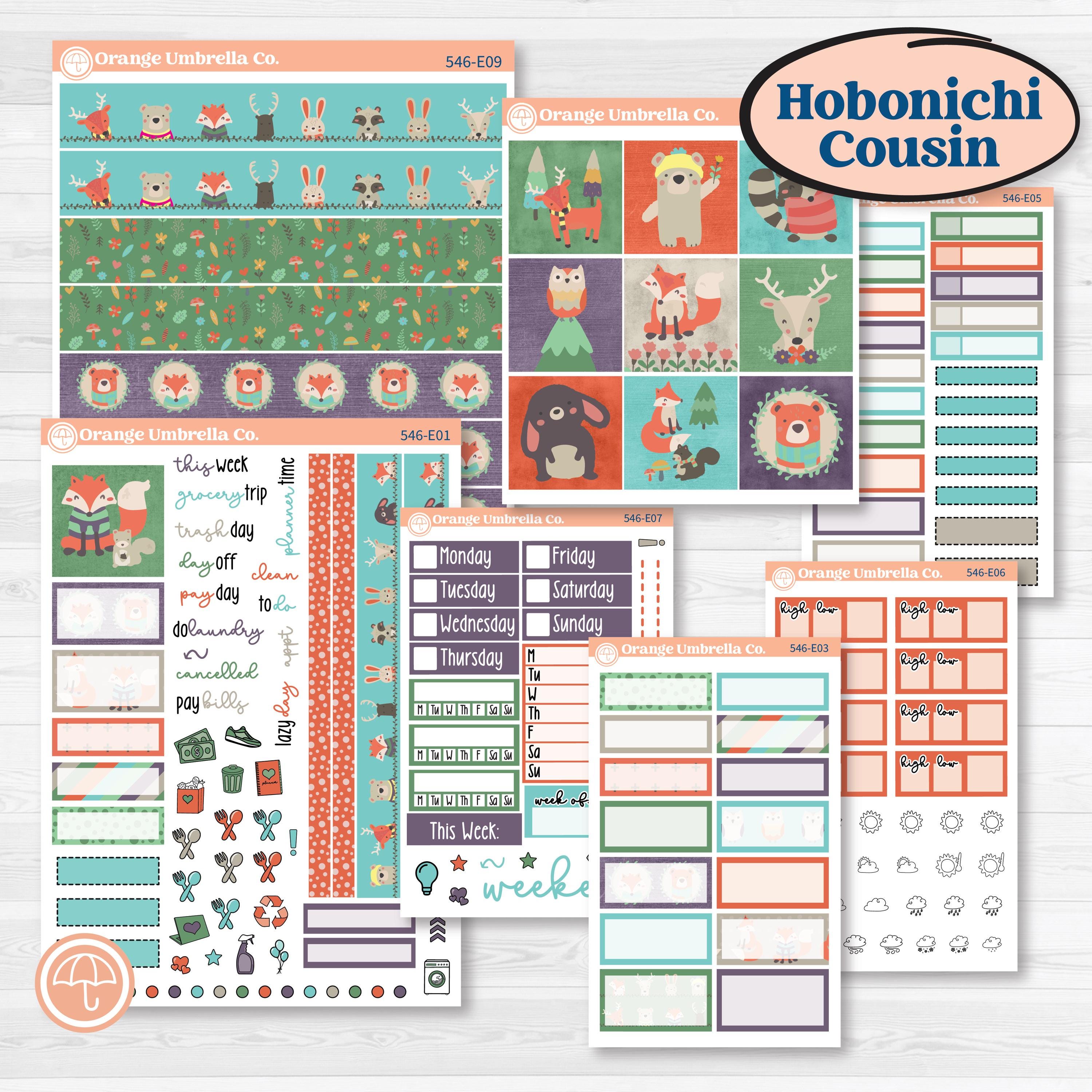 Woodland Animals Kit | Hobonichi Cousin Weekly & Daily Planner Kit Stickers | Forest Fluffs | KIT-546-E