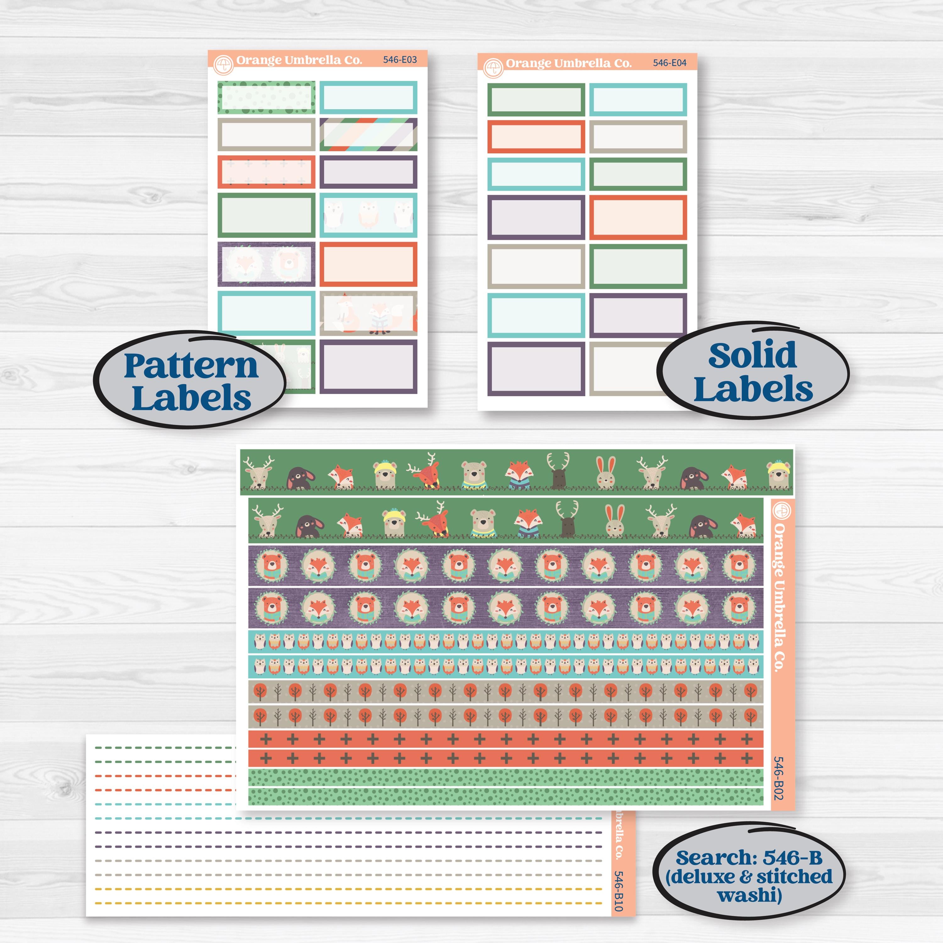 Woodland Animals Kit | Hobonichi Cousin Weekly & Daily Planner Kit Stickers | Forest Fluffs | KIT-546-E