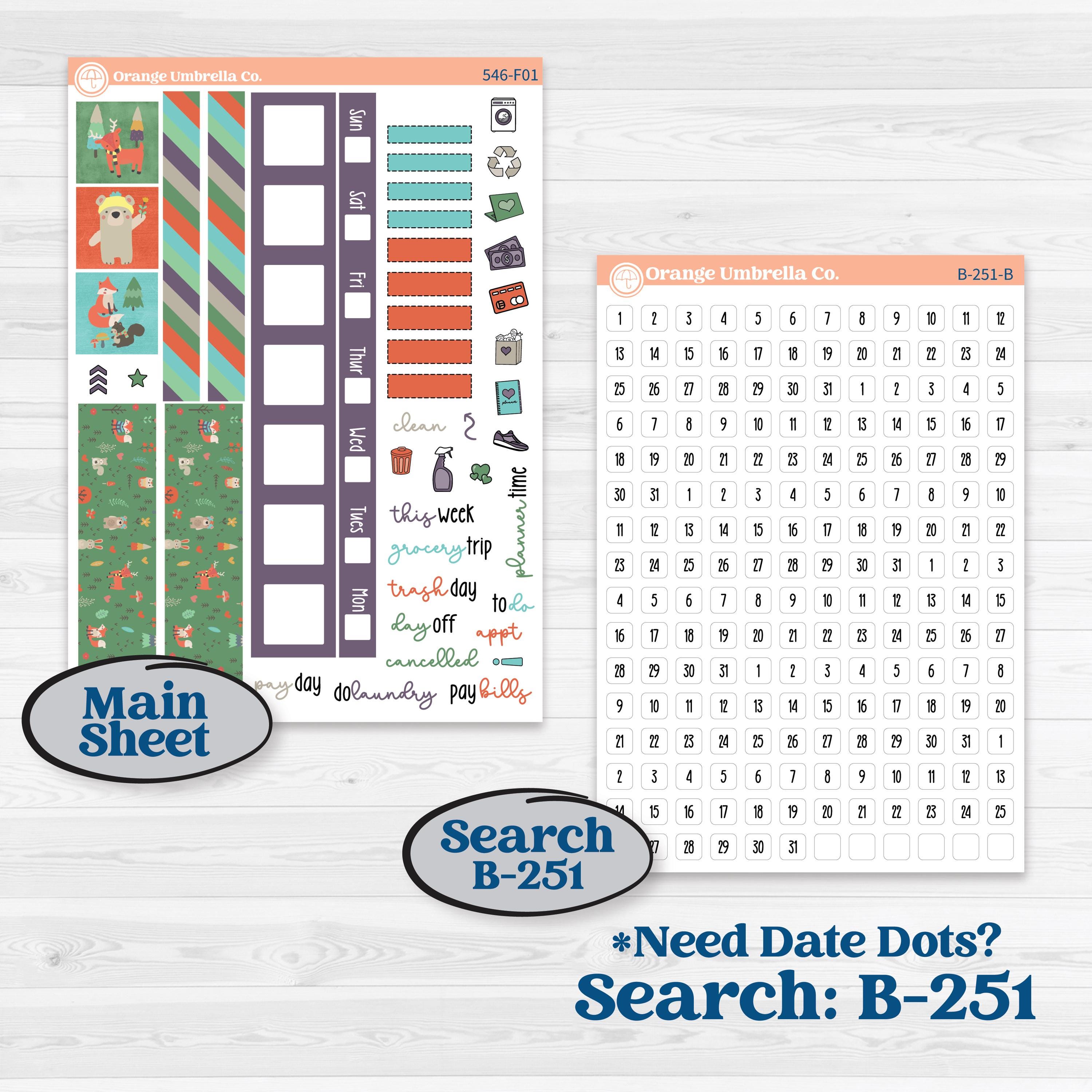 Woodland Animals Kit | Hobonichi Weeks Weekly Planner Kit Stickers | Forest Fluffs | KIT-546-F