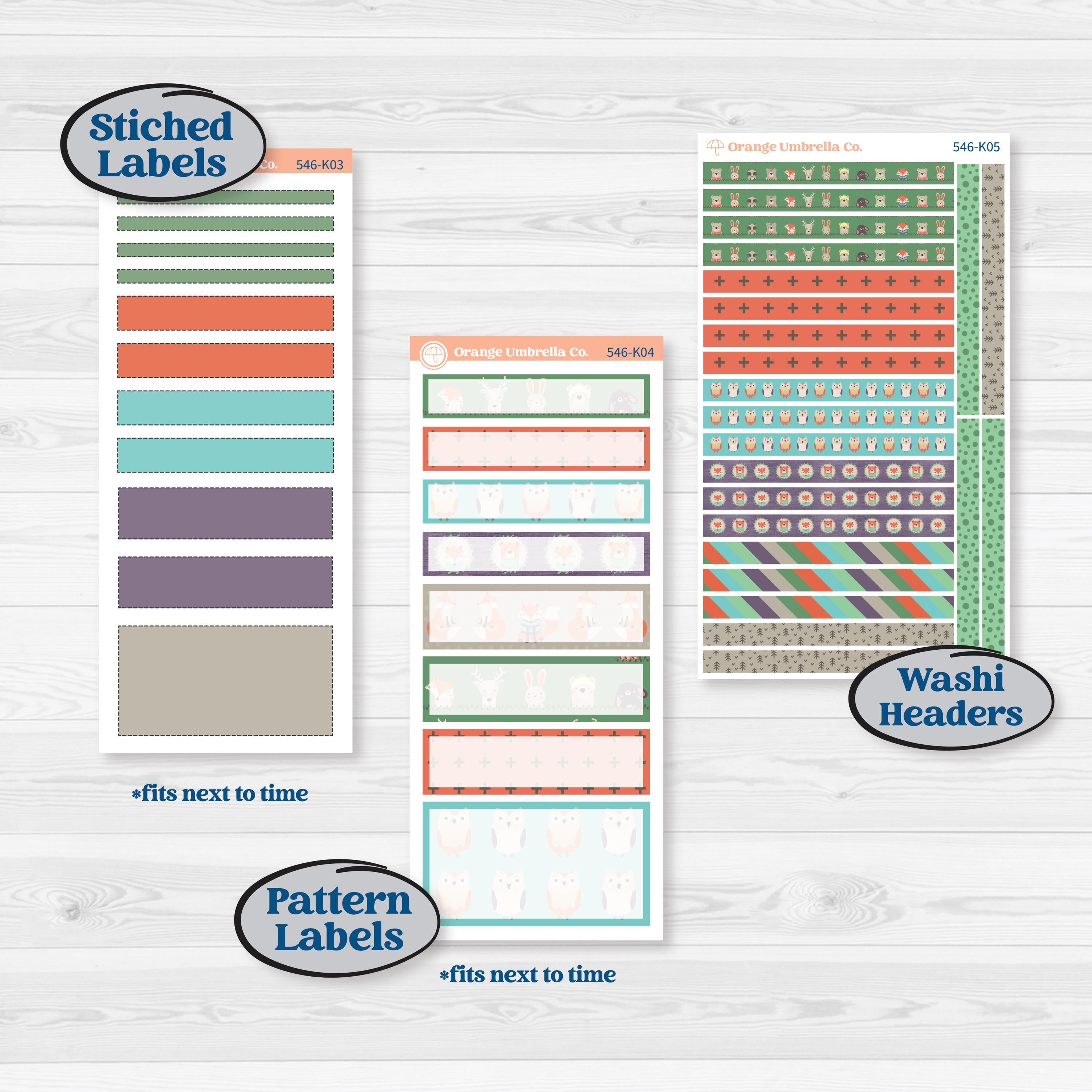Woodland Animals Kit | 7x9 Erin Condren Daily Duo Planner Kit Stickers | Forest Fluffs | KIT-546-K