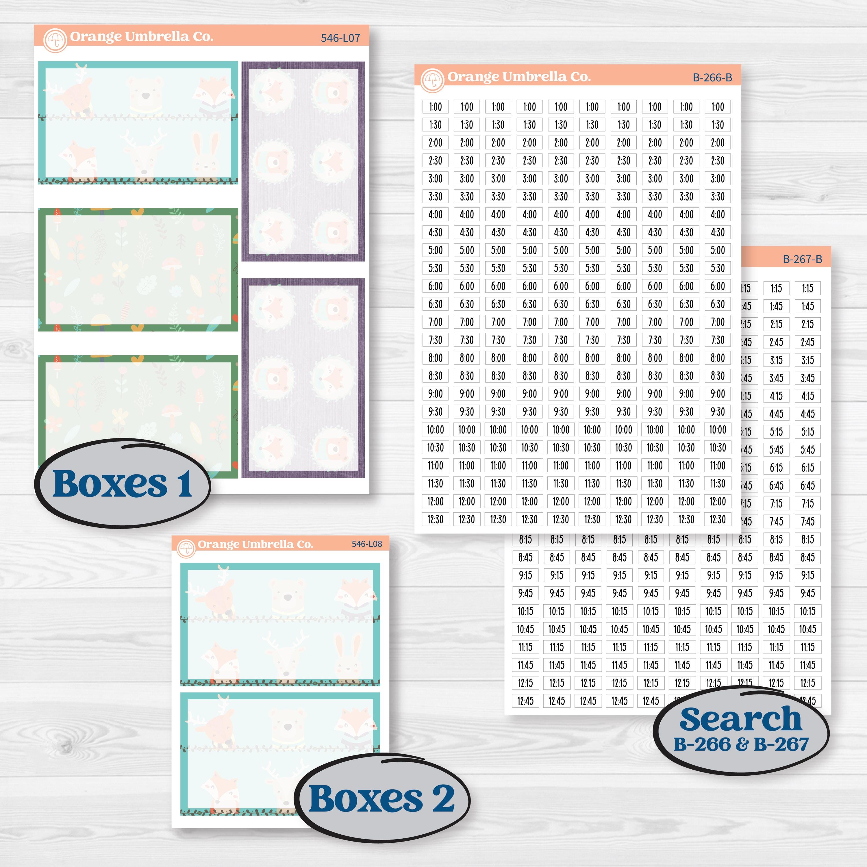 Woodland Animals Kit | 7x9 Plum Daily Planner Kit Stickers | Forest Fluffs | KIT-546-L
