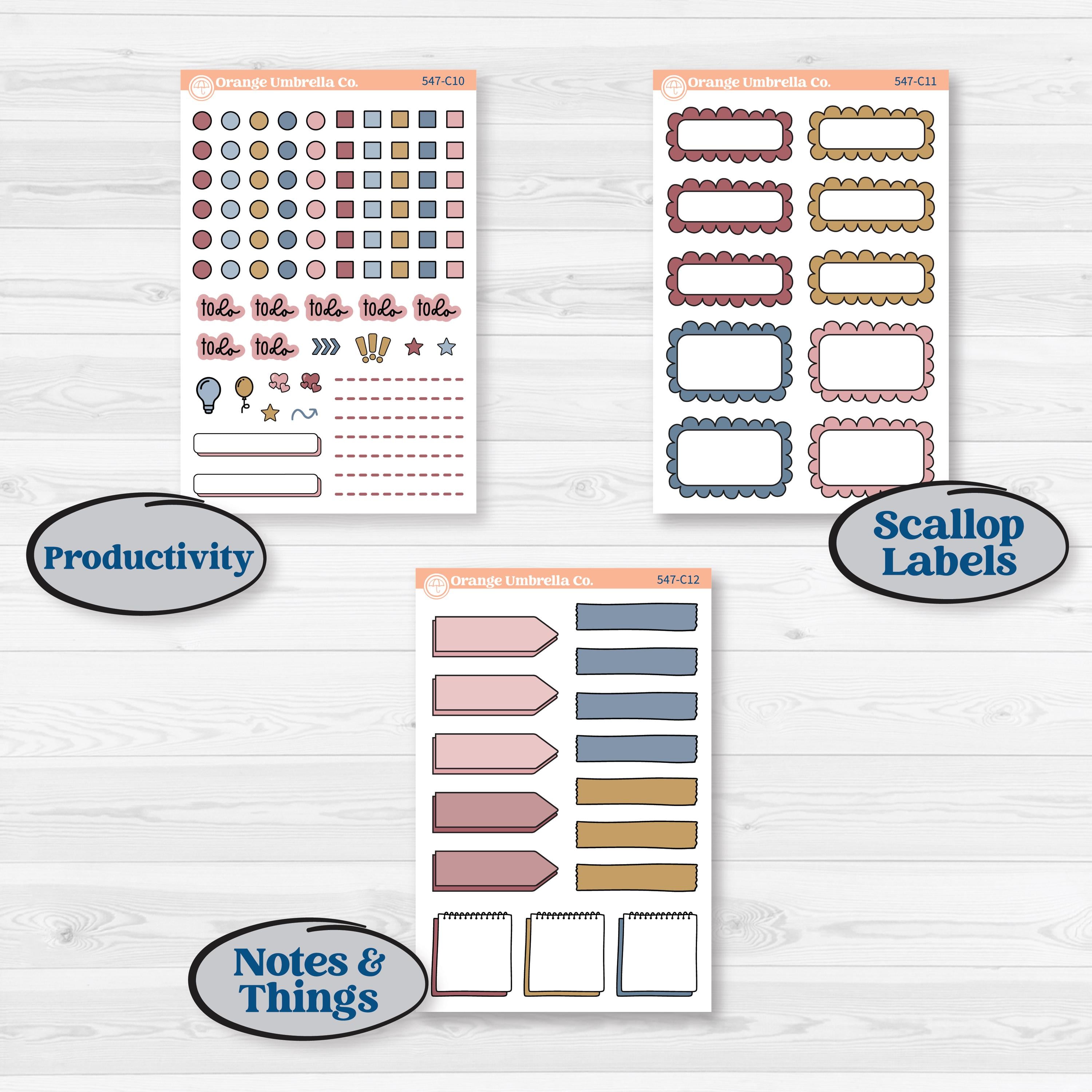 Rainy Autumn Kit | Weekly Add-On Labels Planner Kit Stickers | Rain Fall | KIT-547-C