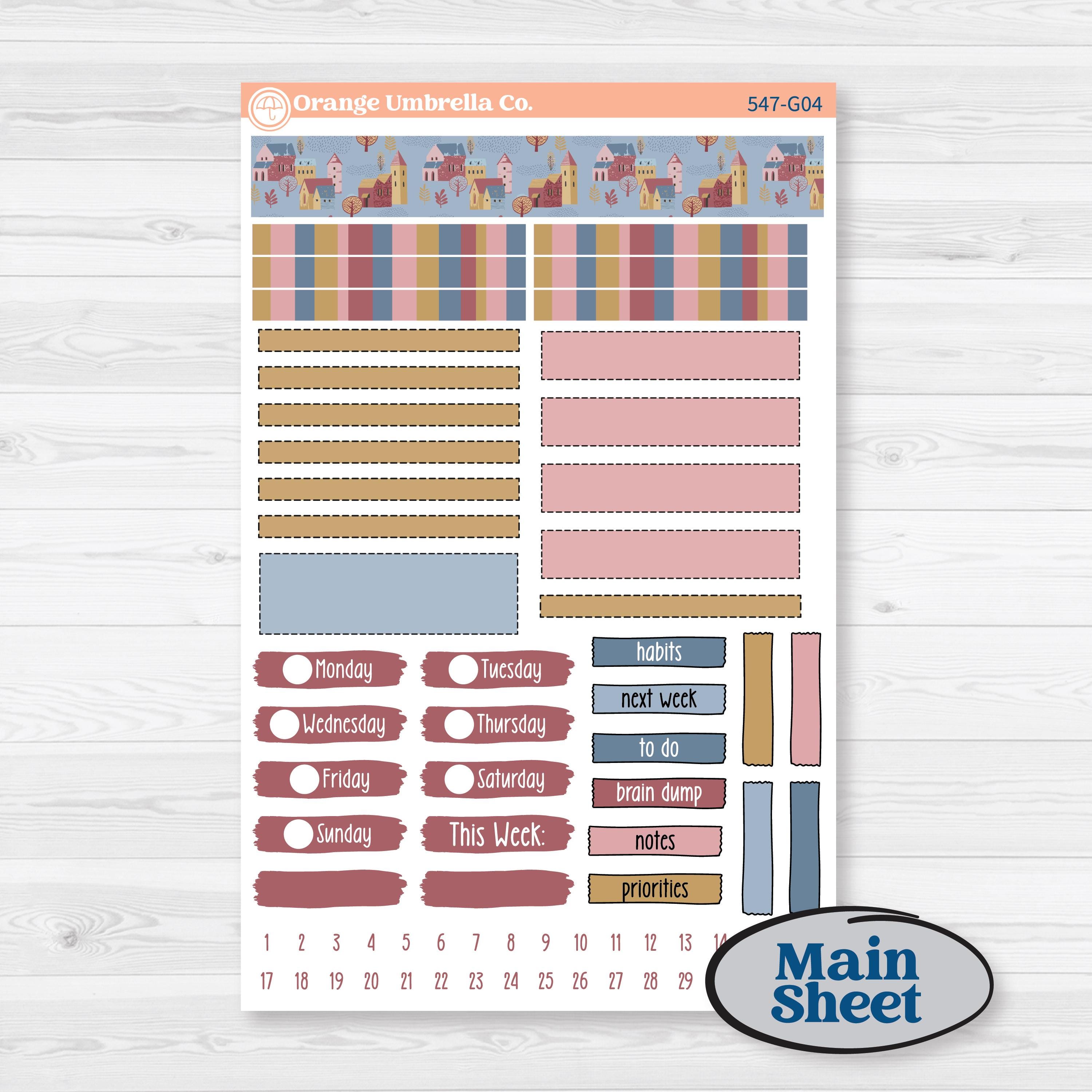Rainy Autumn Kit | Erin Condren A5 Weekly Dashboard Planner Kit Stickers | Rain Fall | KIT-547-G4
