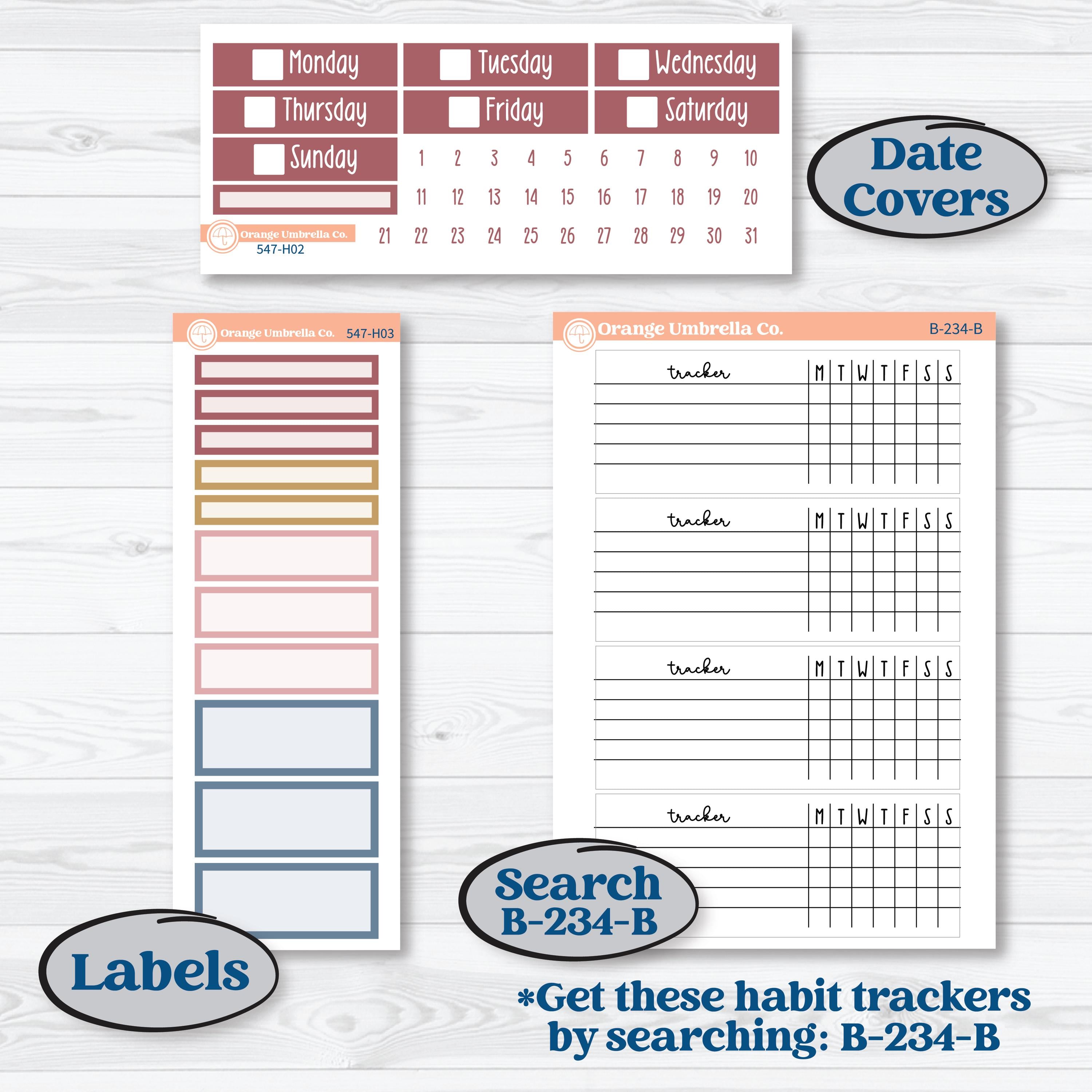 Rainy Autumn Kit | Plum Vertical Priorities 7x9 Planner Kit Stickers | Rain Fall | KIT-547-H