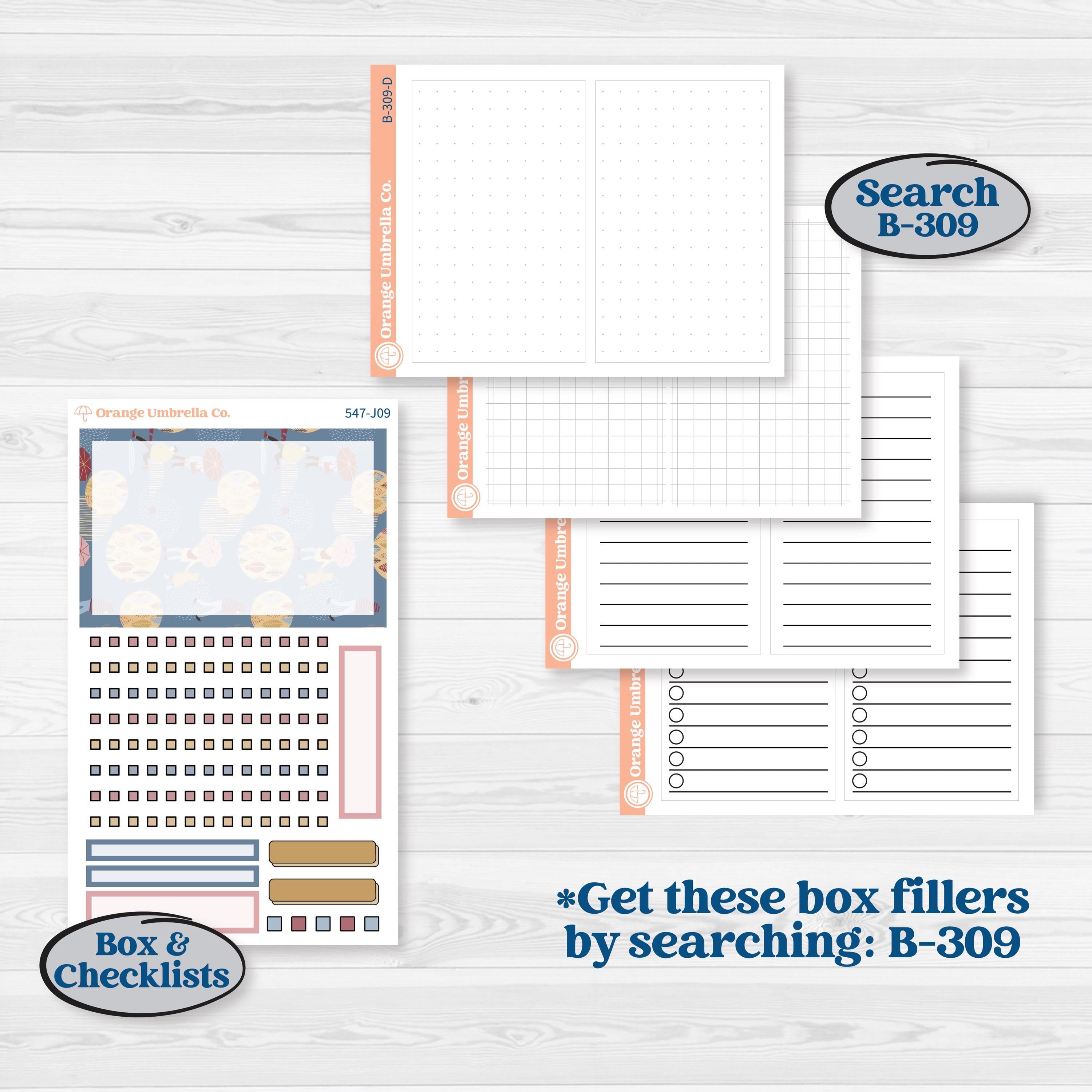 Rainy Autumn Kit | A5 Daily Duo Planner Kit Stickers | Rain Fall | KIT-547-J