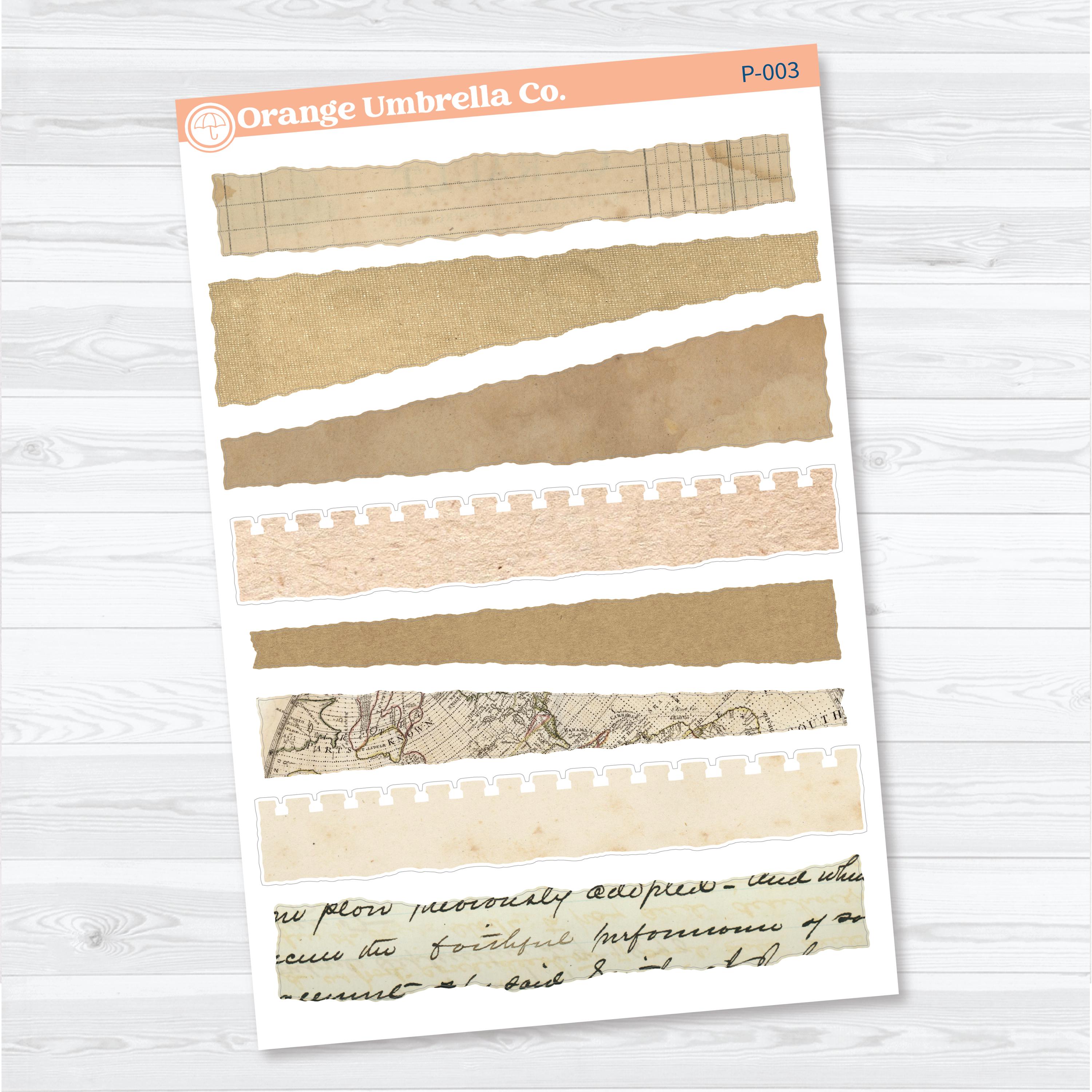 Torn Paper Pieces Ephemera | Journaling Planner Stickers | P-002-003