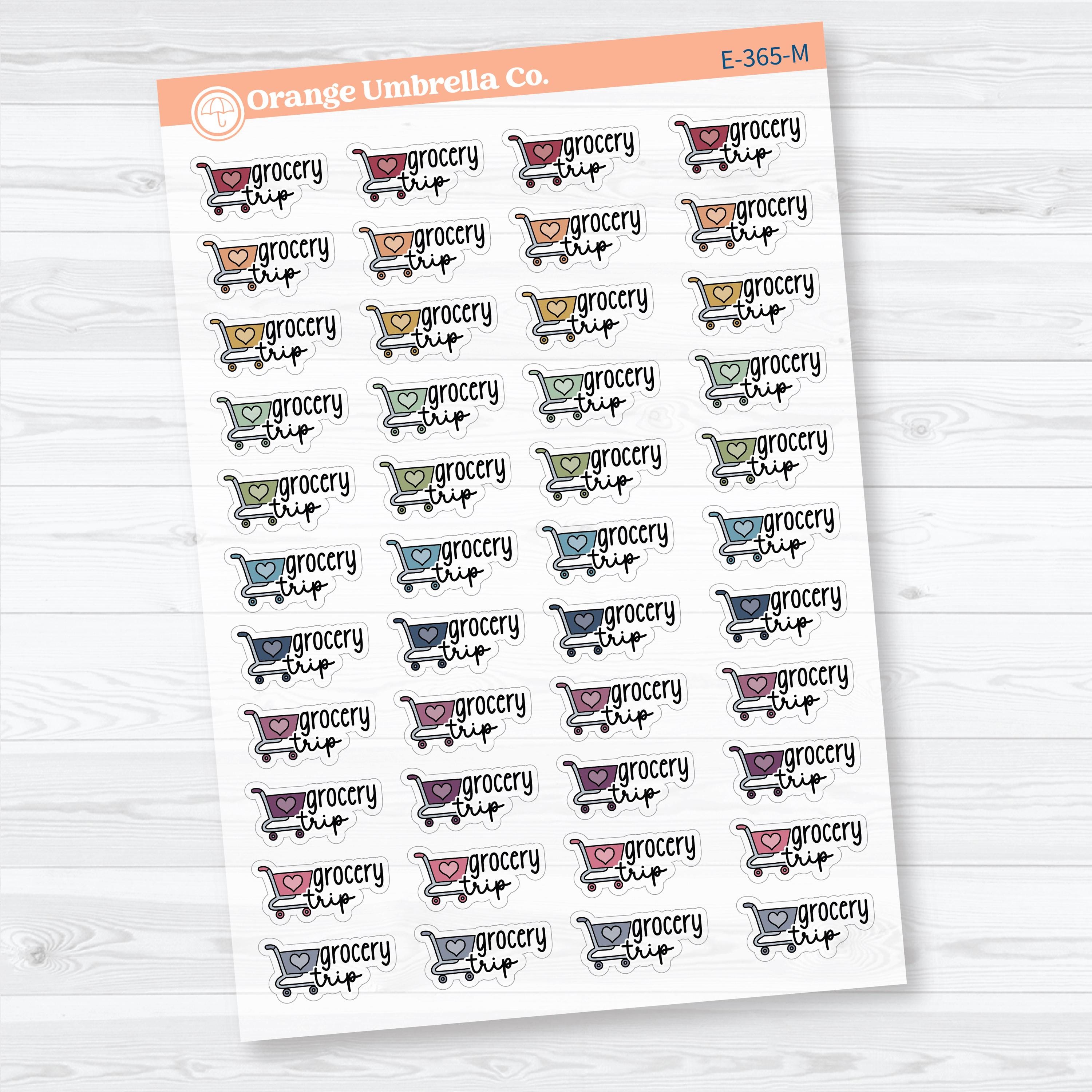 Grocery Trip Event Labels | Clear Matte Shopping Planner Stickers | E-365-CM