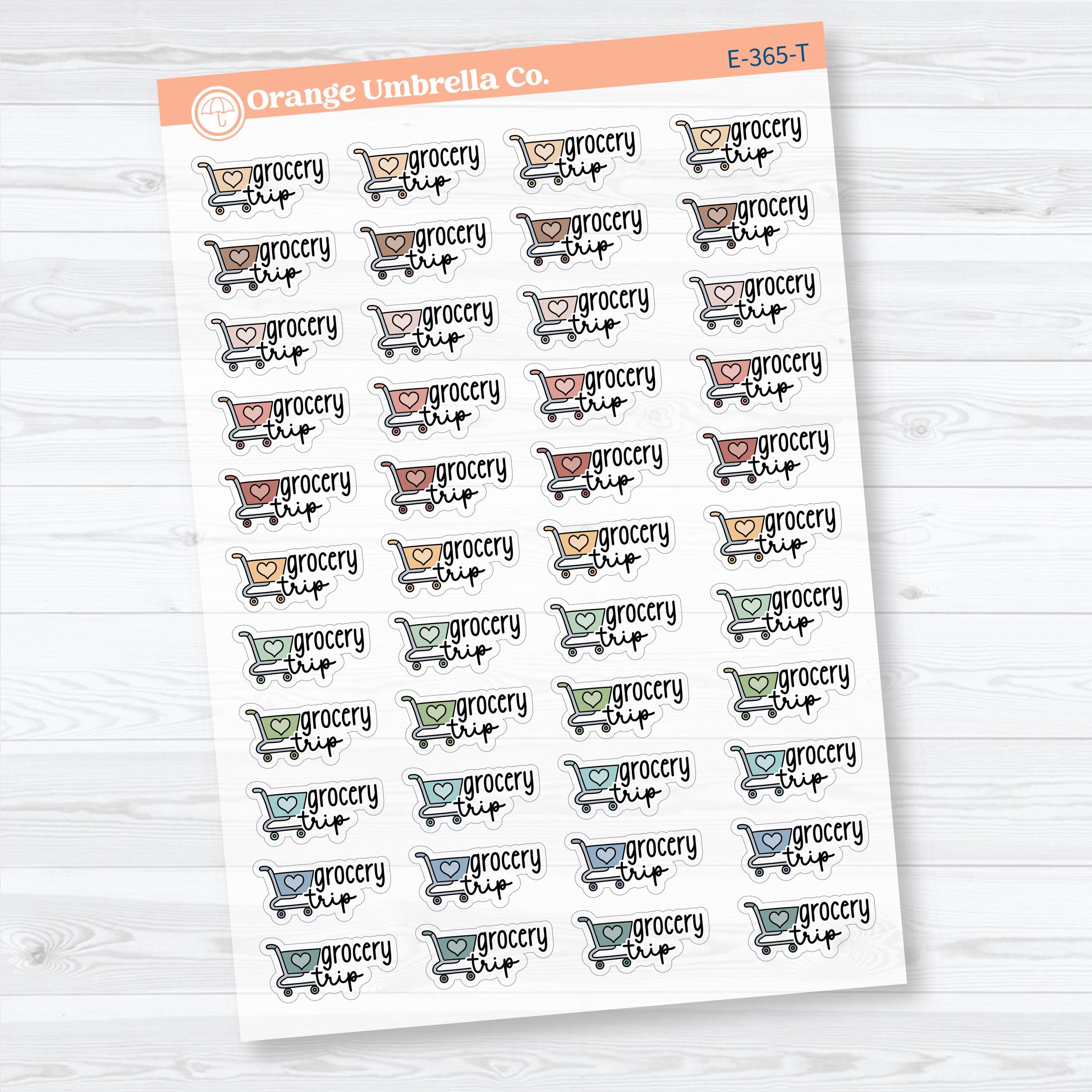 Grocery Trip Event Labels | Clear Matte Shopping Planner Stickers | E-365-CM