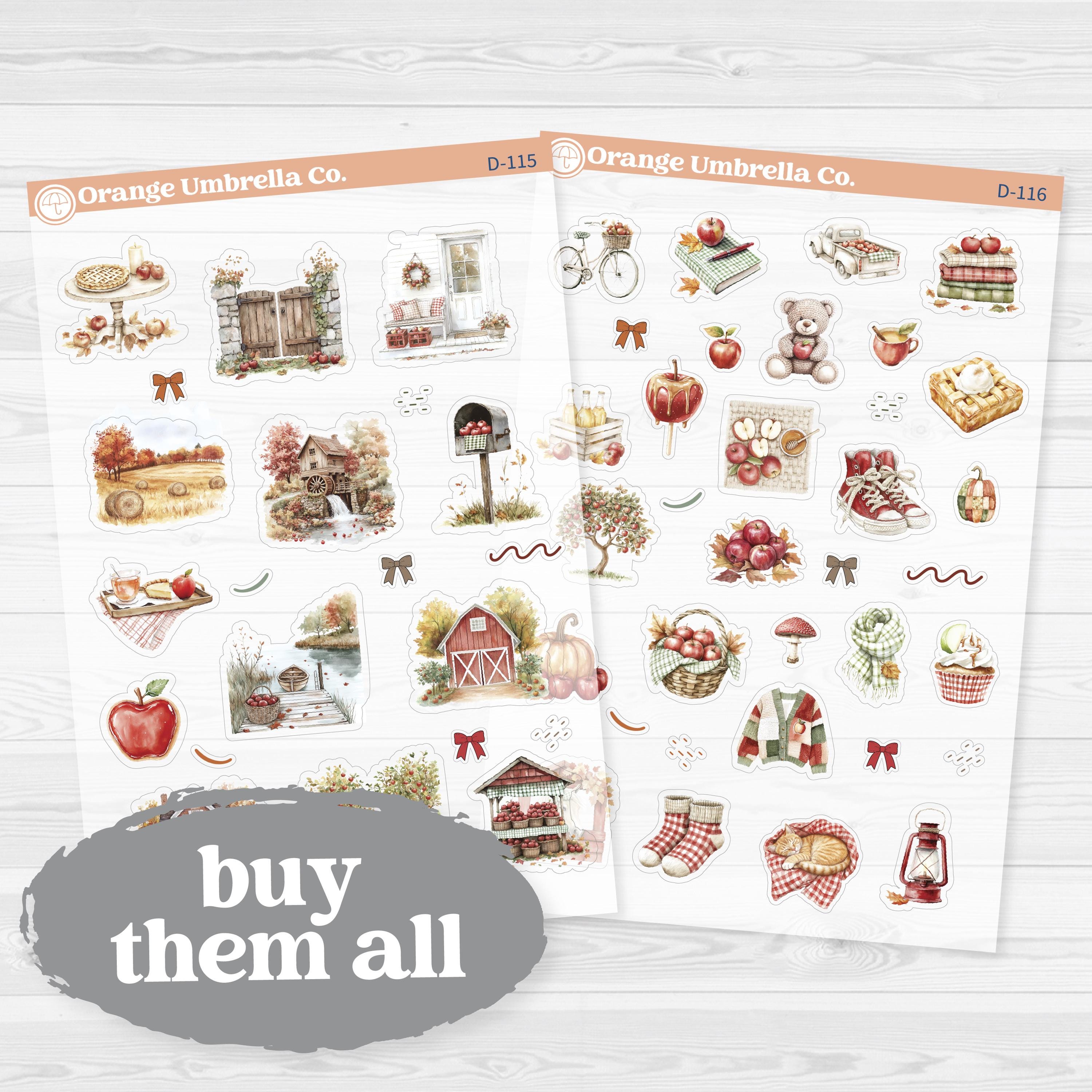 Apple Crisp Deco | Clear Matte Fall Planner Stickers | D-115-116-CM