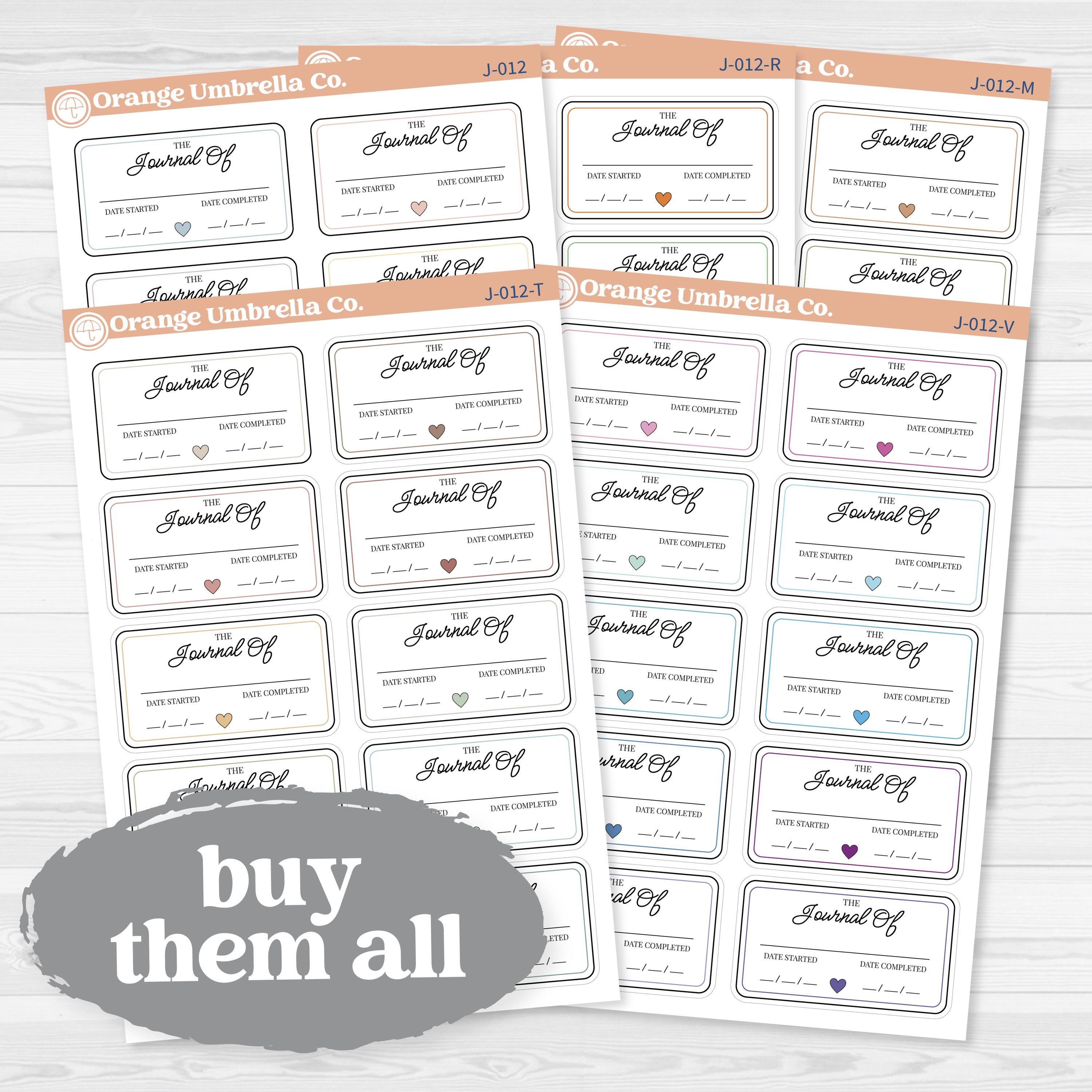 The Journal Of Bookplate Stickers | Reading Journal Planner Stickers | J-012