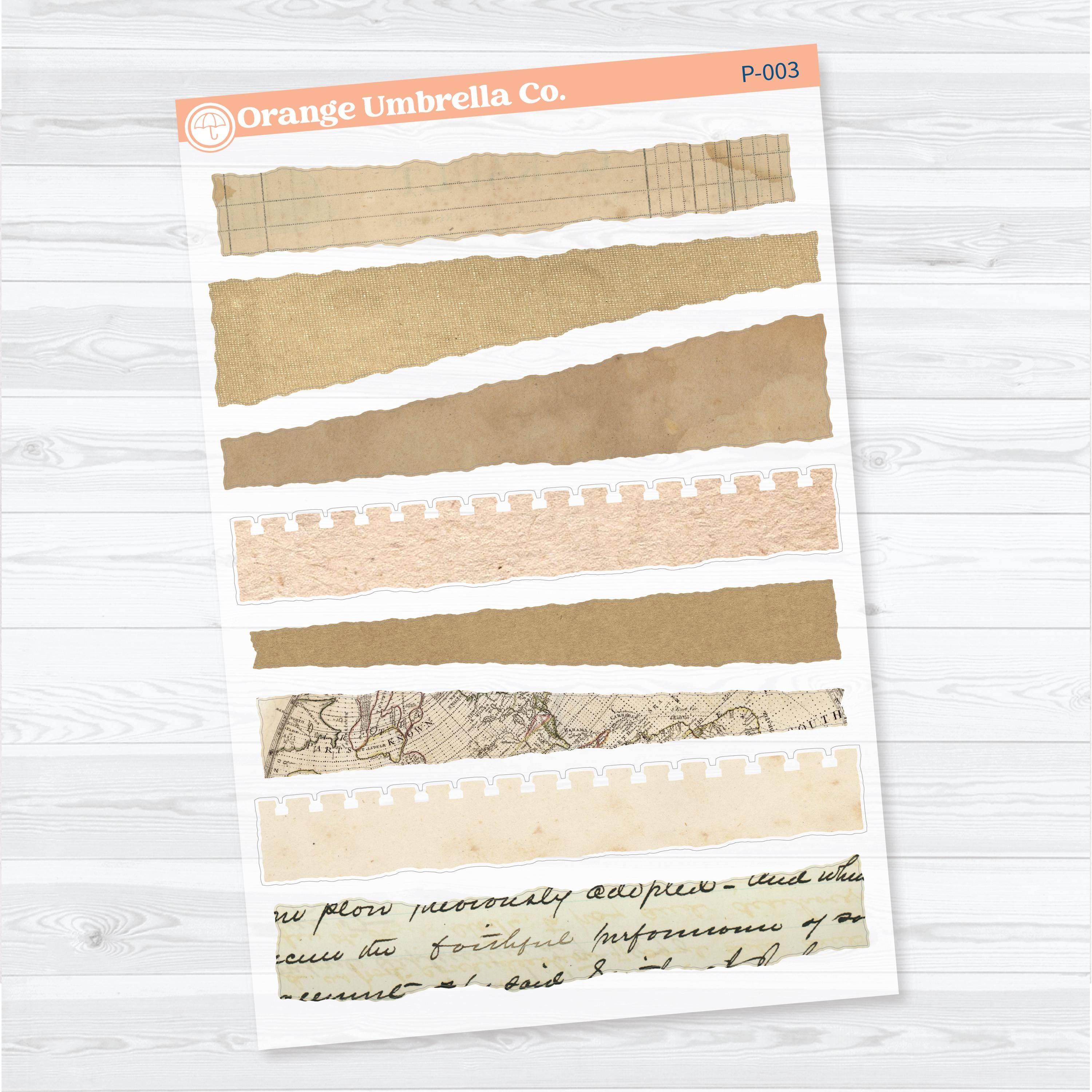 Torn Paper Pieces Ephemera | Journaling Planner Stickers | Clear Matte | P-002-003-CM