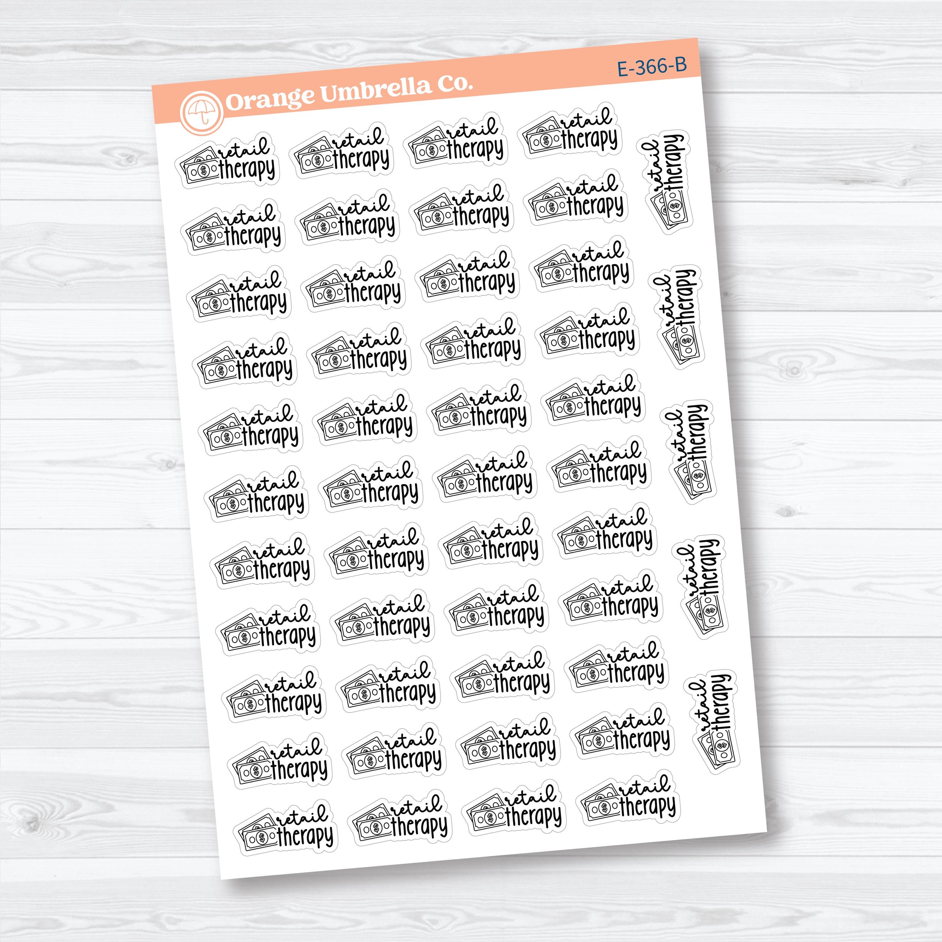 Retail Therapy Event Labels | Shopping Planner Stickers | E-366