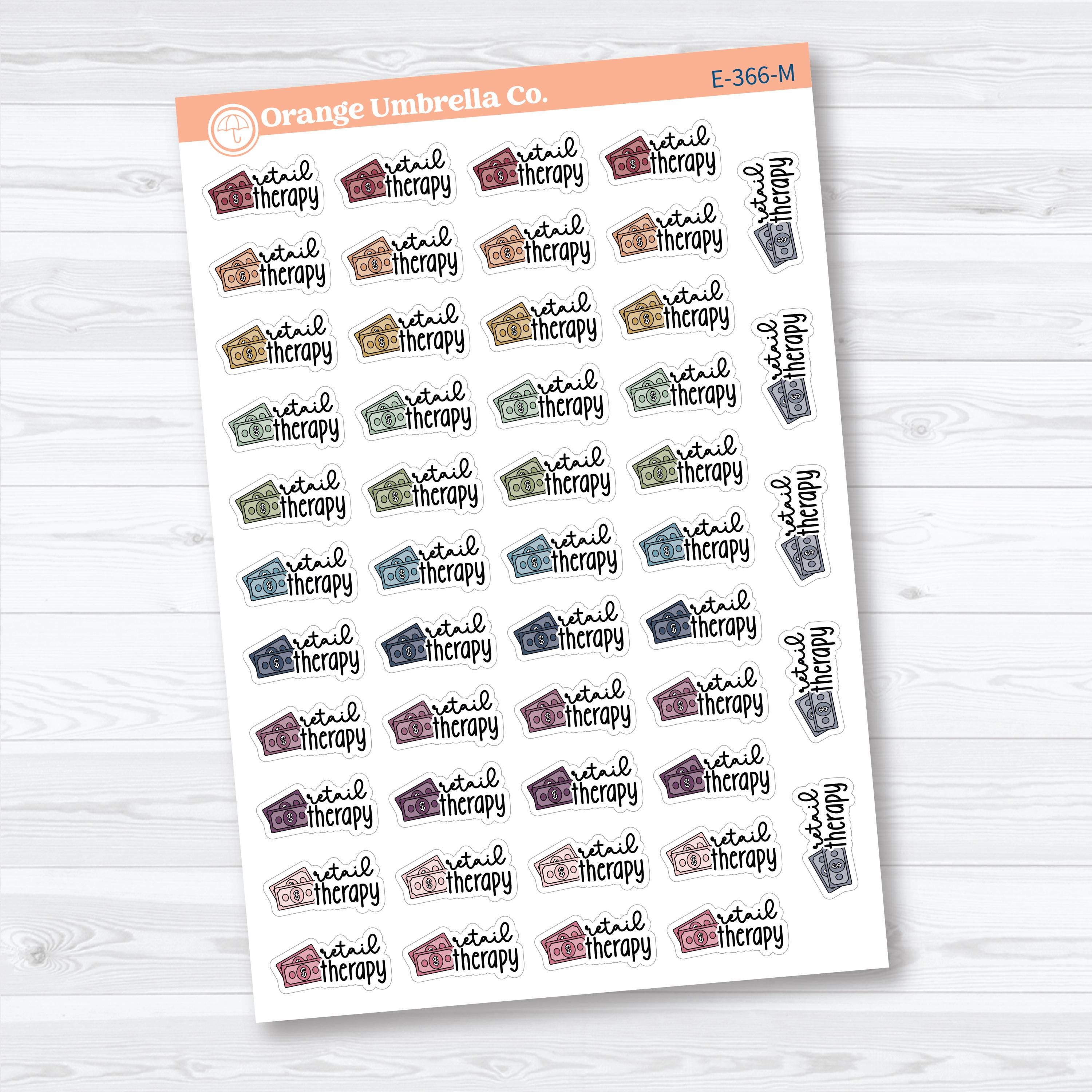 Retail Therapy Event Labels | Shopping Planner Stickers | E-366