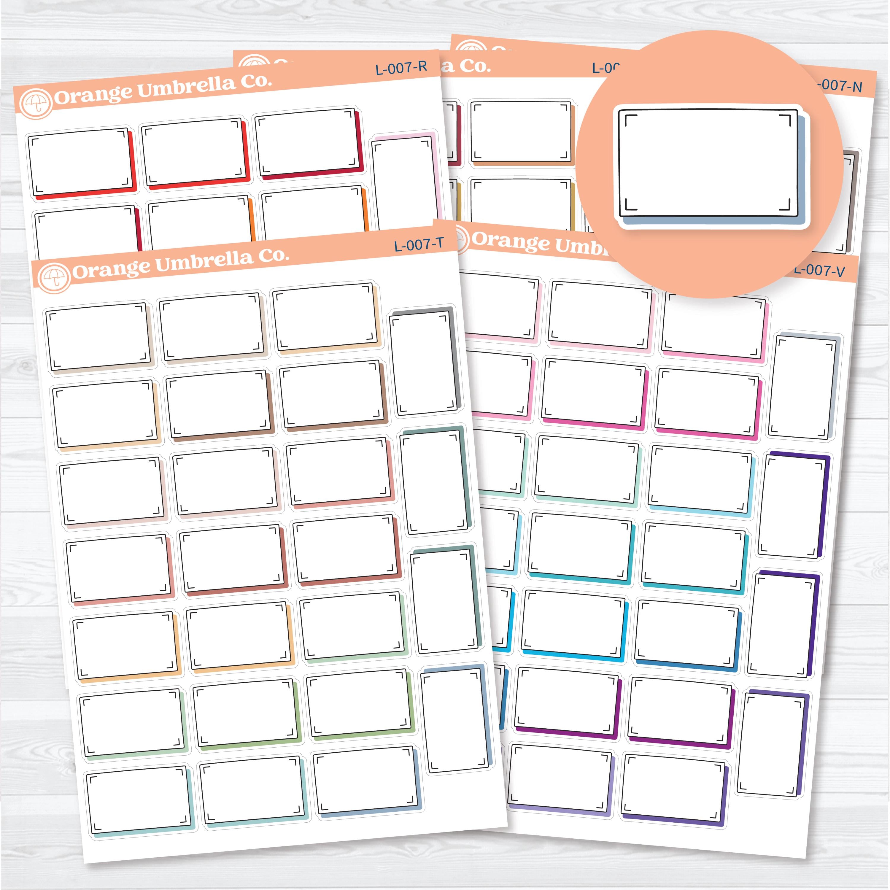 Shadow Rectangular planner labels featuring functional writing labels with a subtle offset shadow border for planners, journals, calendars, and organization.
