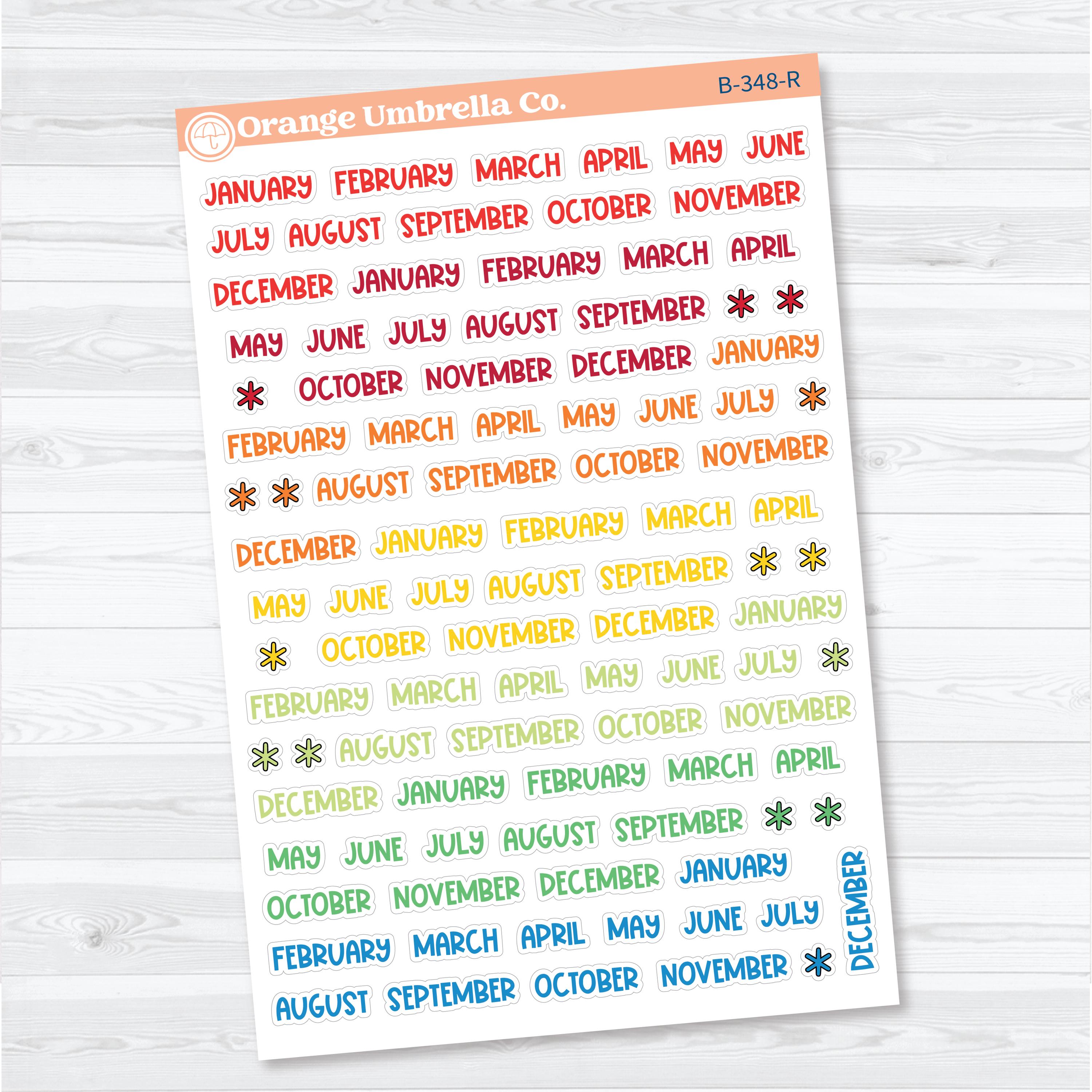 Funky Font Mini Months | Monthly Planner Stickers | B-348