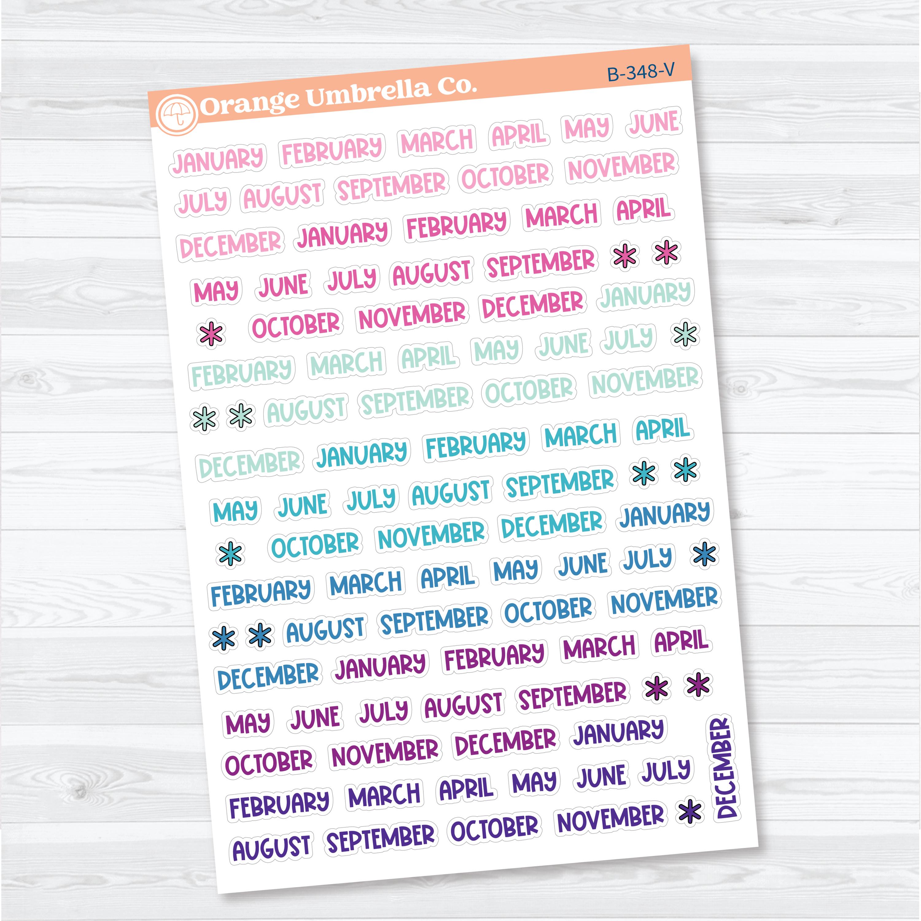 Funky Font Mini Months | Monthly Planner Stickers | B-348