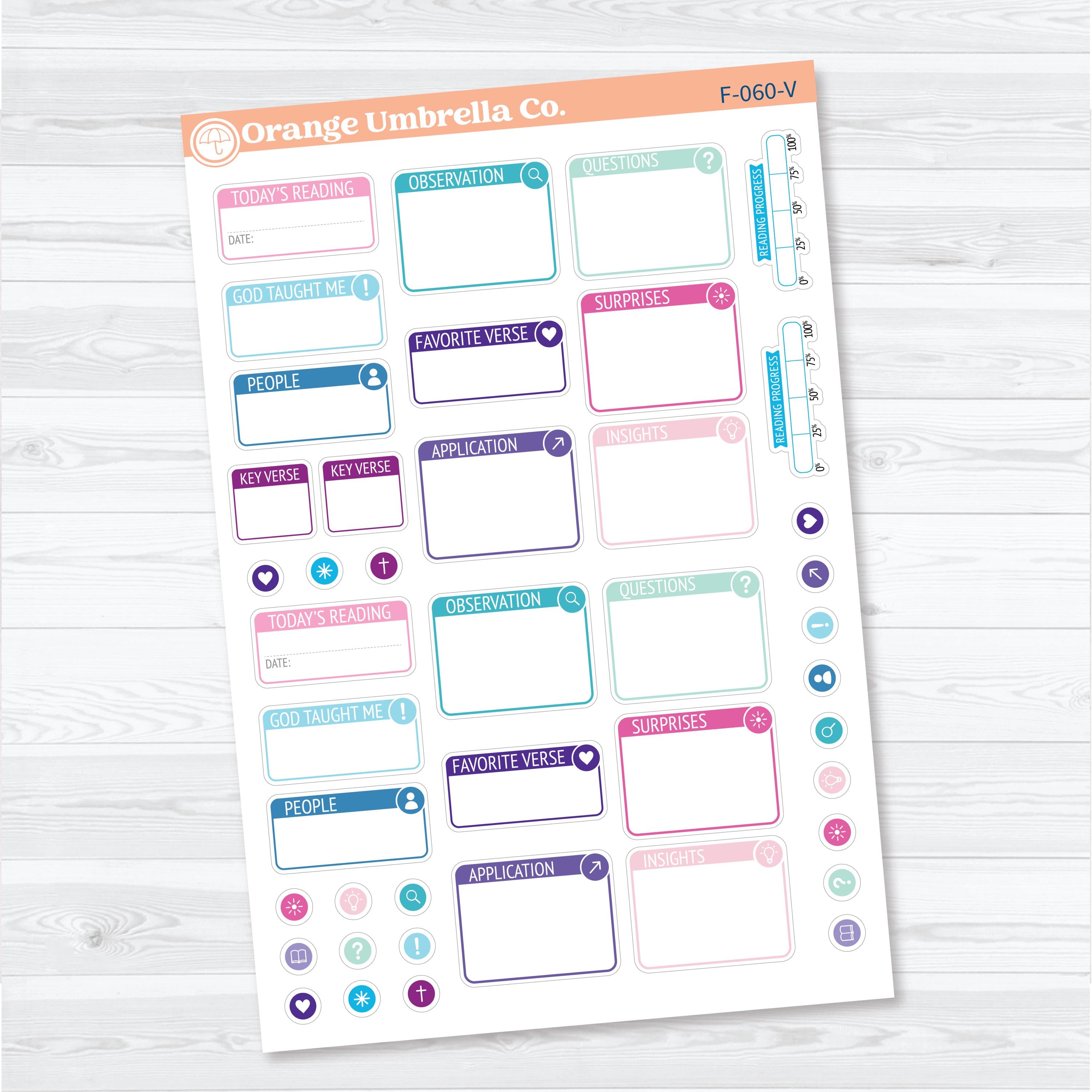 Bible Reading Companion | Bible Study Planner Stickers | F-060