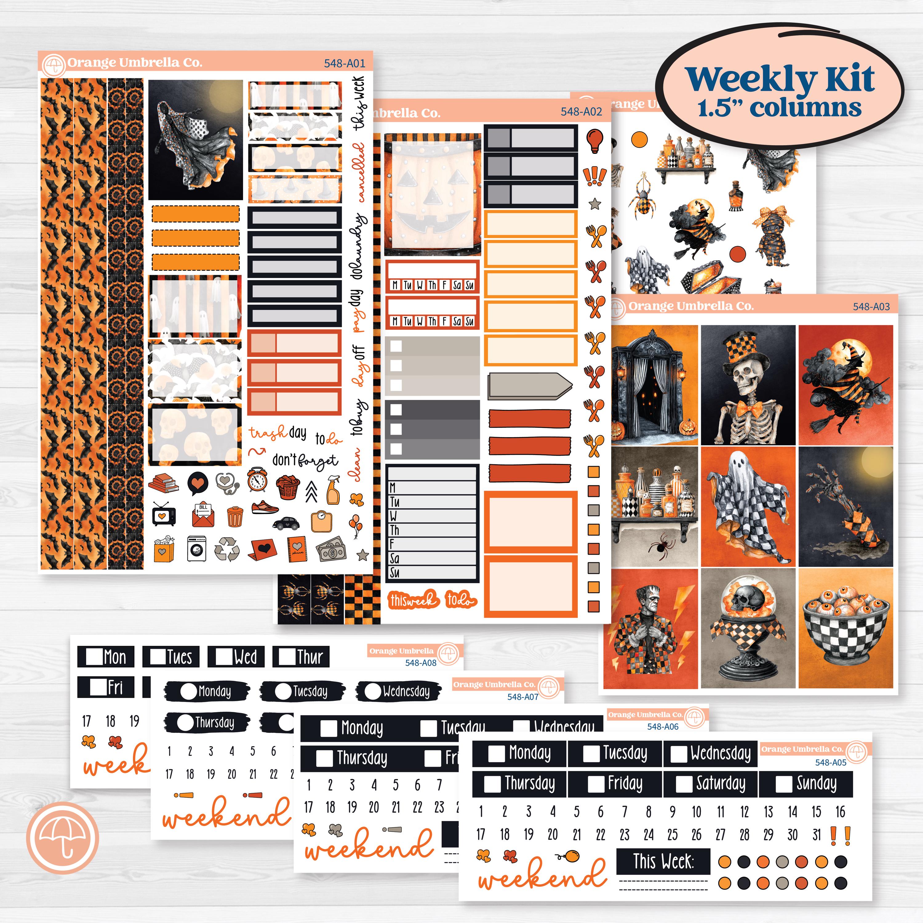 Halloween Planner Kit | Weekly Sticker Kit for Vertical Planners like Erin Condren | Carnival of Curiosities | KIT-548-A