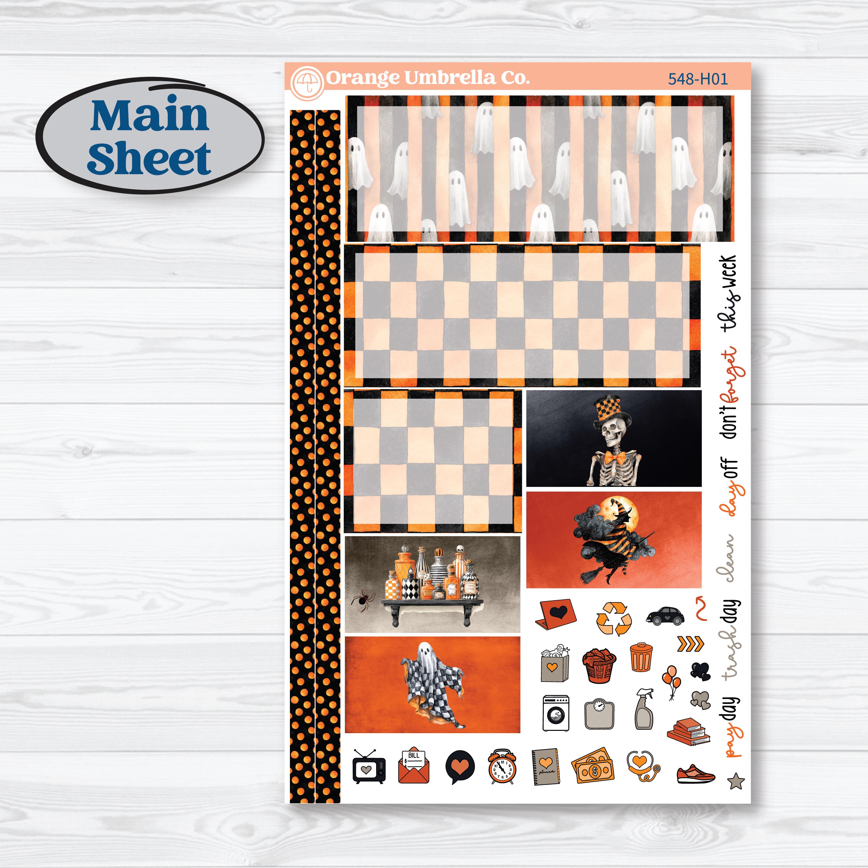 Halloween Planner Kit | Plum Vertical Priorities 7x9 Planner Kit Stickers | Carnival of Curiosities | KIT-548-H