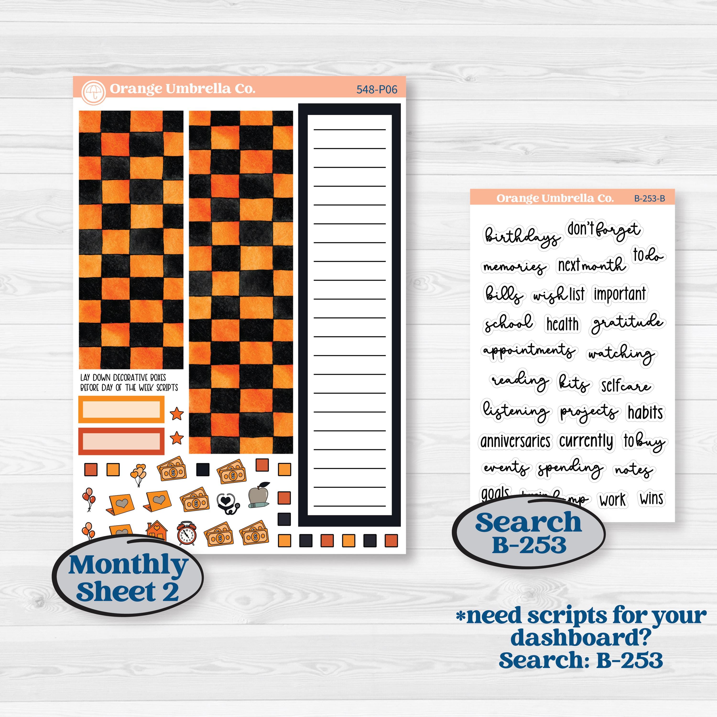 Halloween Planner Kit | A5 Plum Monthly & Dashboard Planner Kit Stickers | Carnival of Curiosities | KIT-548-P