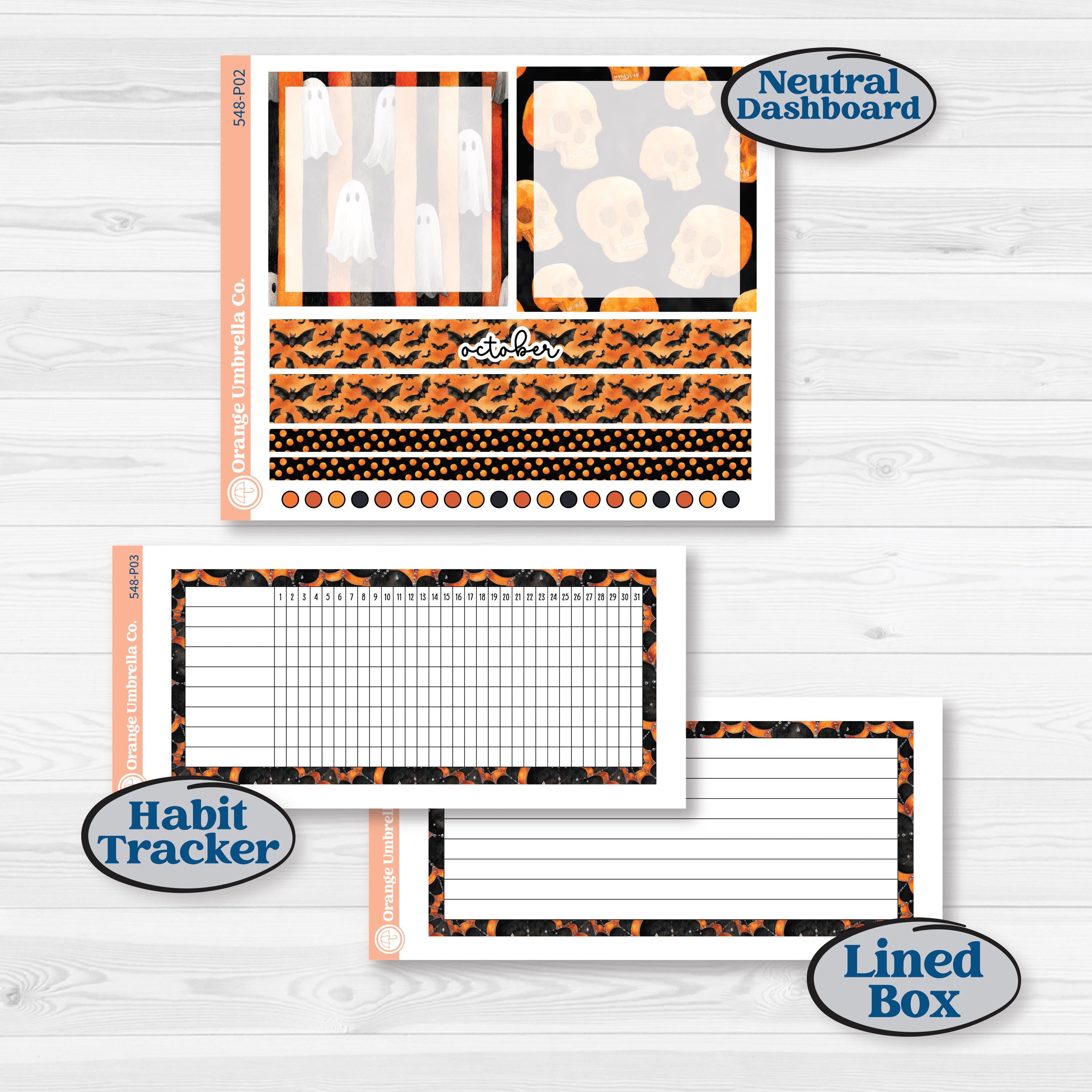 Halloween Planner Kit | A5 Plum Monthly & Dashboard Planner Kit Stickers | Carnival of Curiosities | KIT-548-P