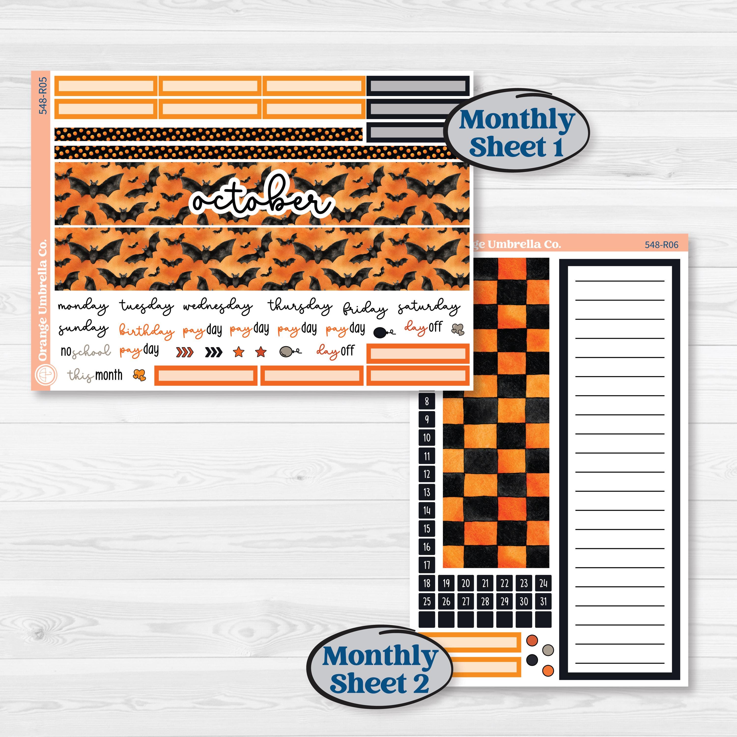 Halloween Planner Kit | 8.5x11 Plum Monthly & Dashboard Planner Kit Stickers | Carnival of Curiosities | KIT-548-R