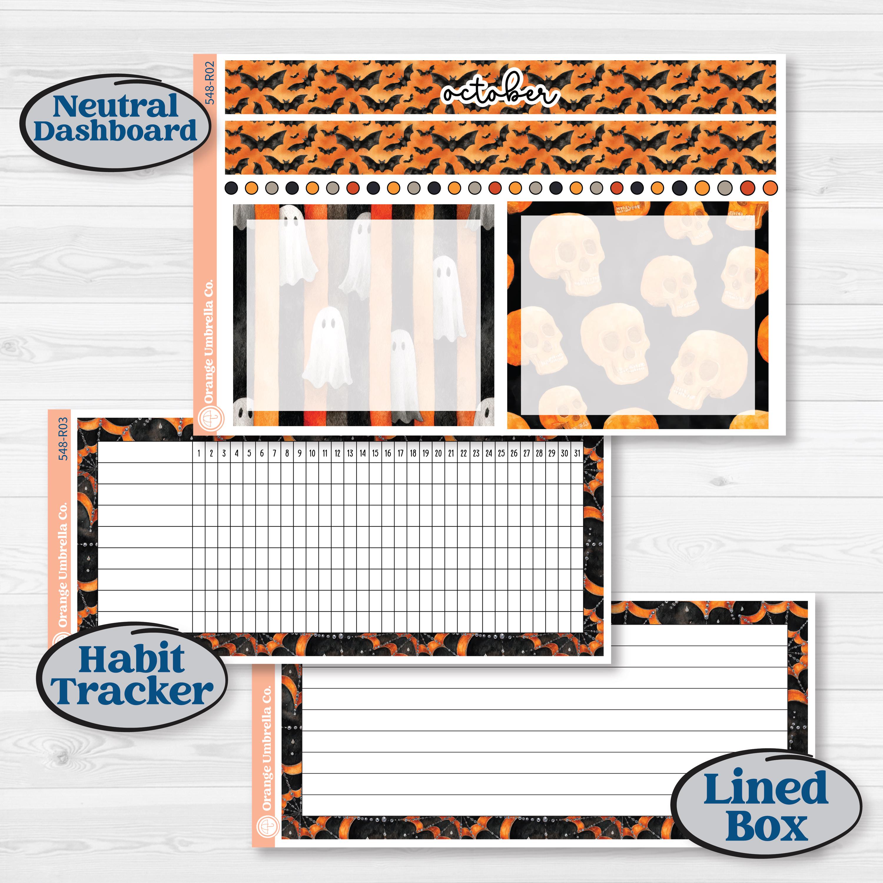 Halloween Planner Kit | 8.5x11 Plum Monthly & Dashboard Planner Kit Stickers | Carnival of Curiosities | KIT-548-R