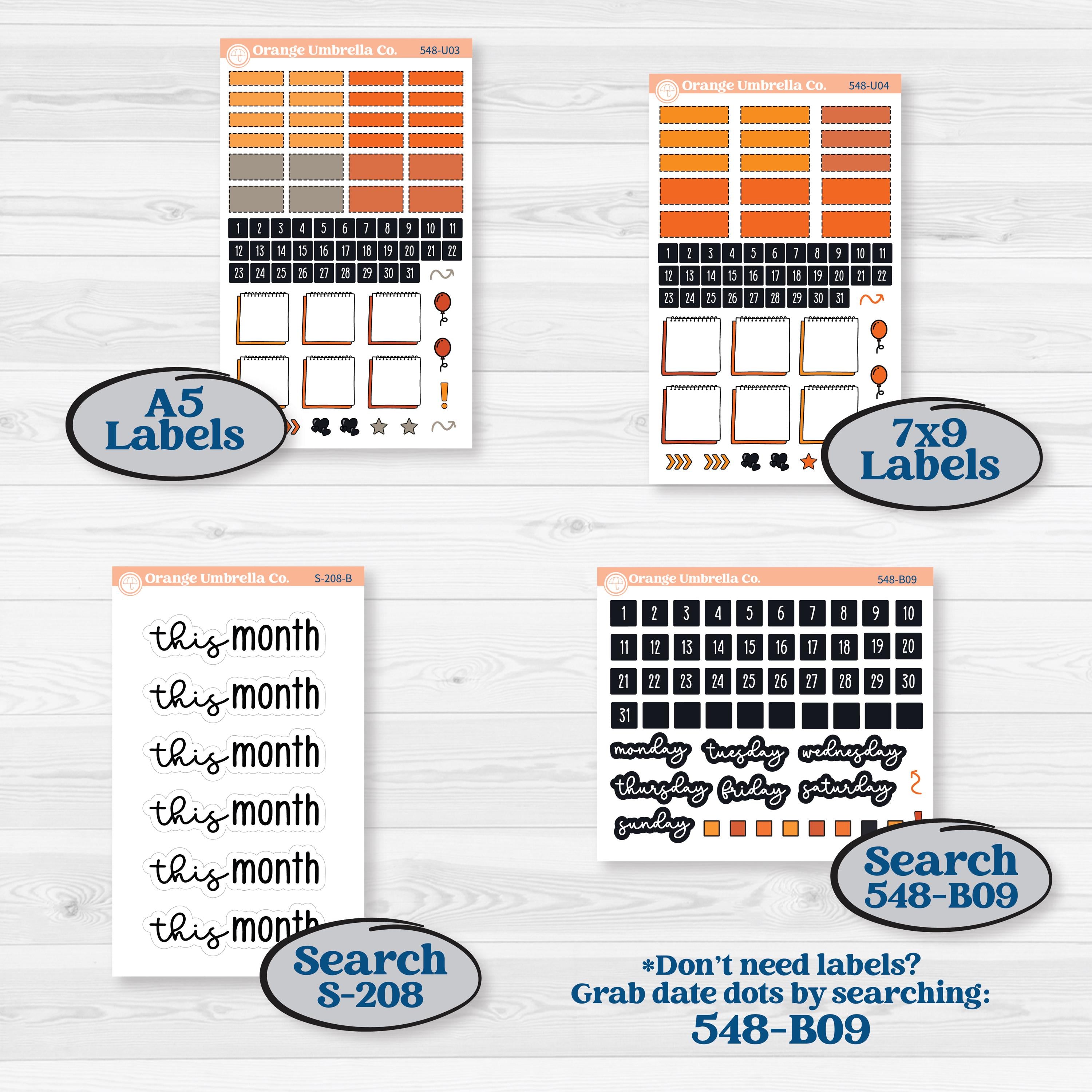 Halloween Planner Kit | A5 or 7x9 Create Your Own Monthly Dashboard Universal & Reading Log Stickers | Carnival of Curiosities | KIT-548-U