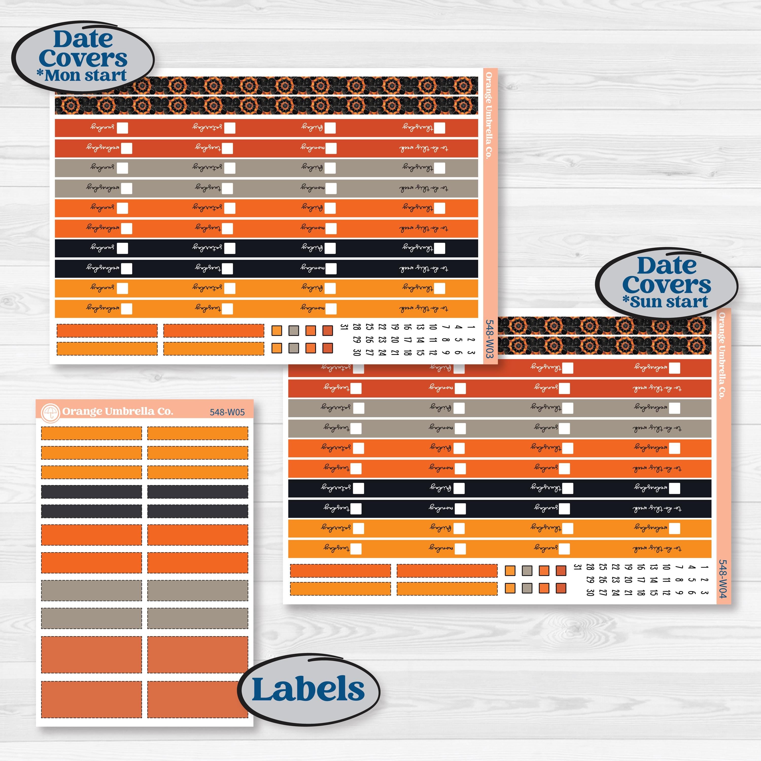 Halloween kit, vintage halloween, spooky stickers | Laurel Denise Scout Large Planner Kit Stickers | Carnival of Curiosities | KIT-548-W