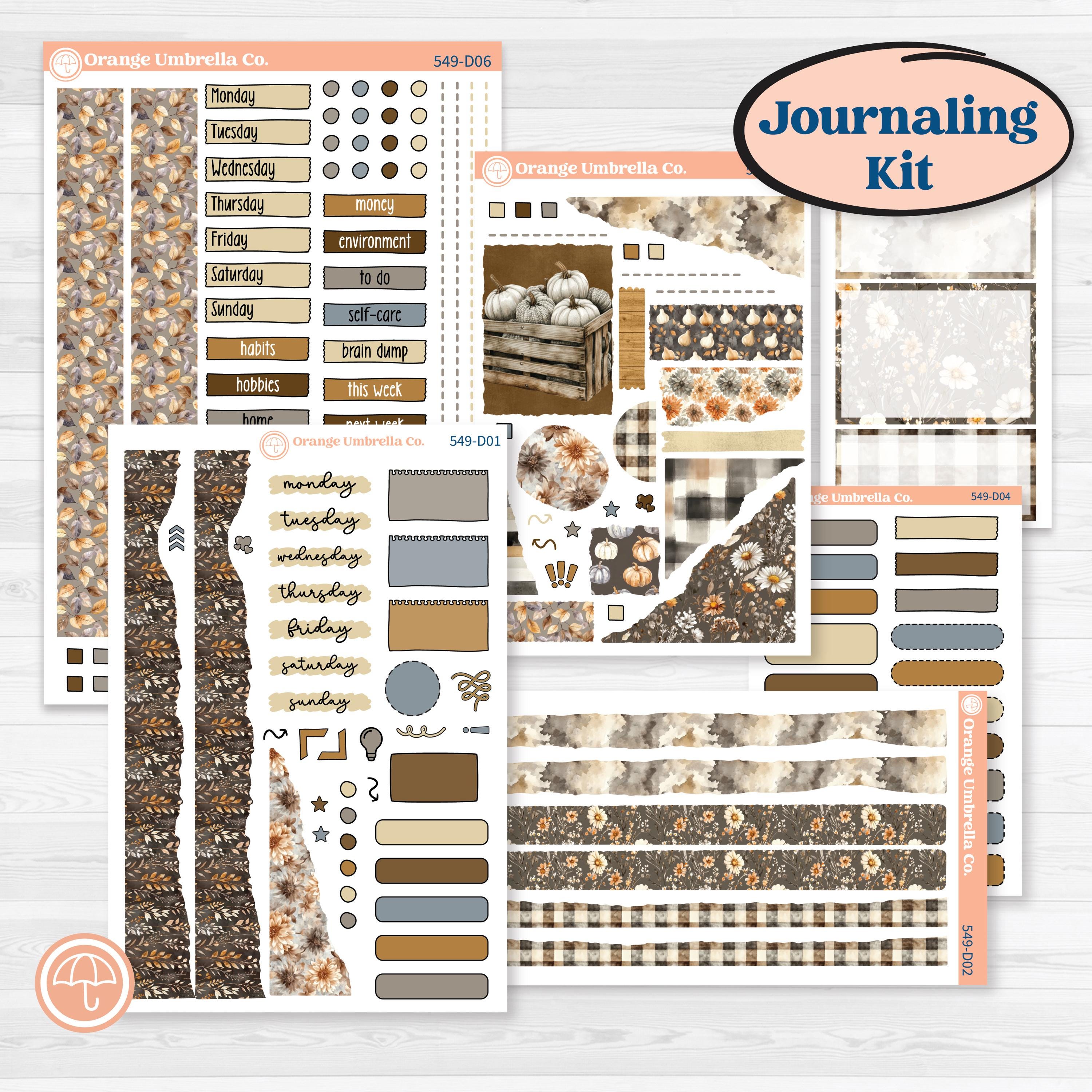 Blue Autumn Planner Kit | Journaling or Scrapbooking Kit | Creative Junk Journal Planner Stickers | Farmhouse Fall | KIT-549-D