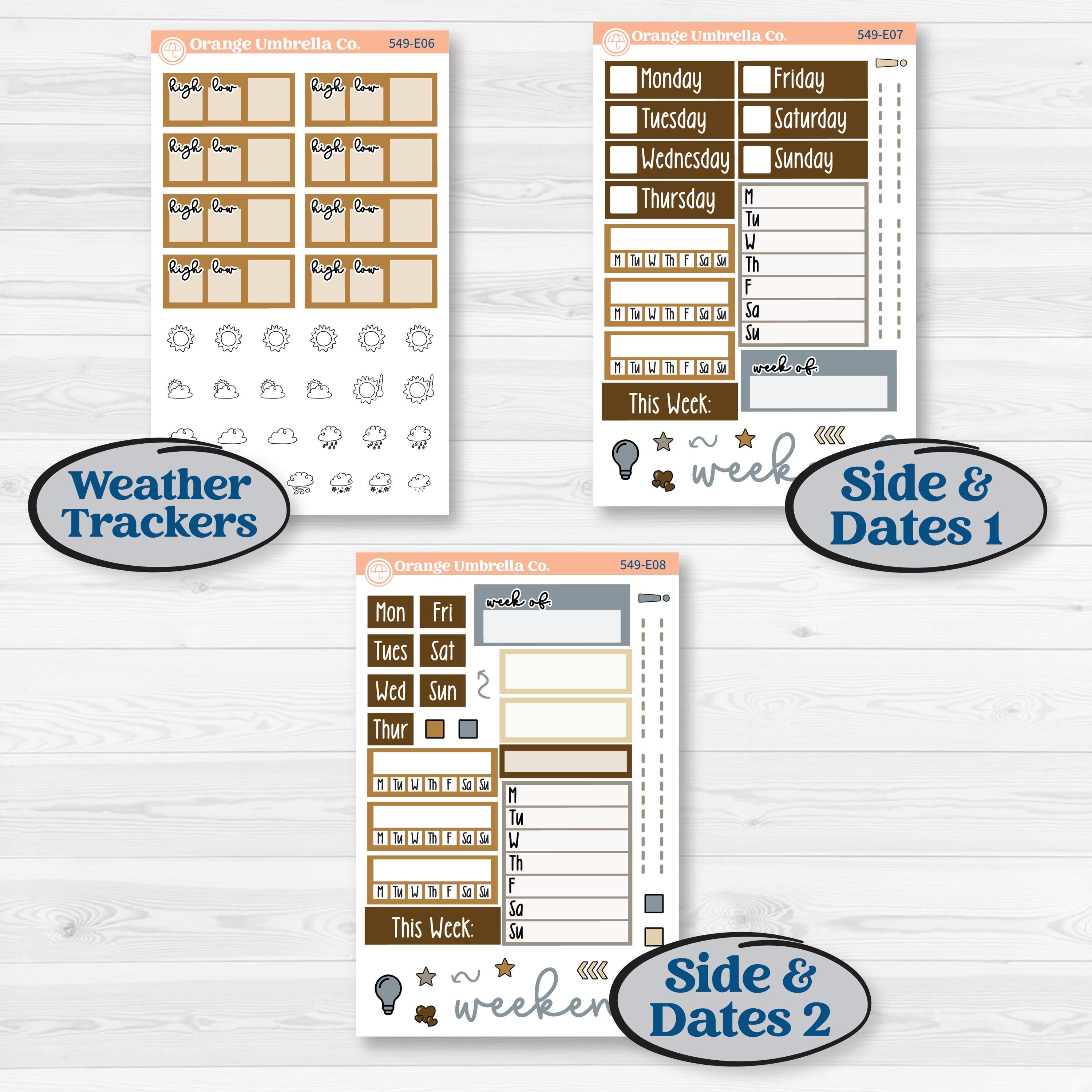 Blue Autumn Planner Kit | Hobonichi Cousin Weekly & Daily Planner Kit Stickers | Farmhouse Fall | KIT-549-E