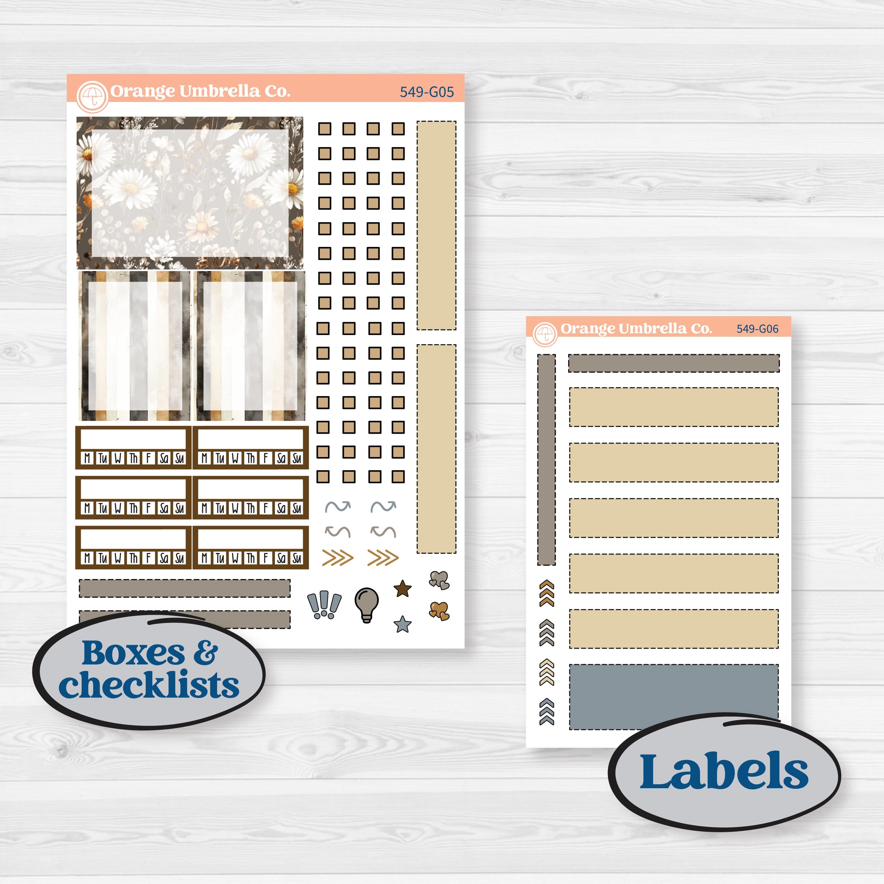 Blue Autumn Planner Kit | Erin Condren A5 Weekly Dashboard Planner Kit Stickers | Farmhouse Fall | KIT-549-G4