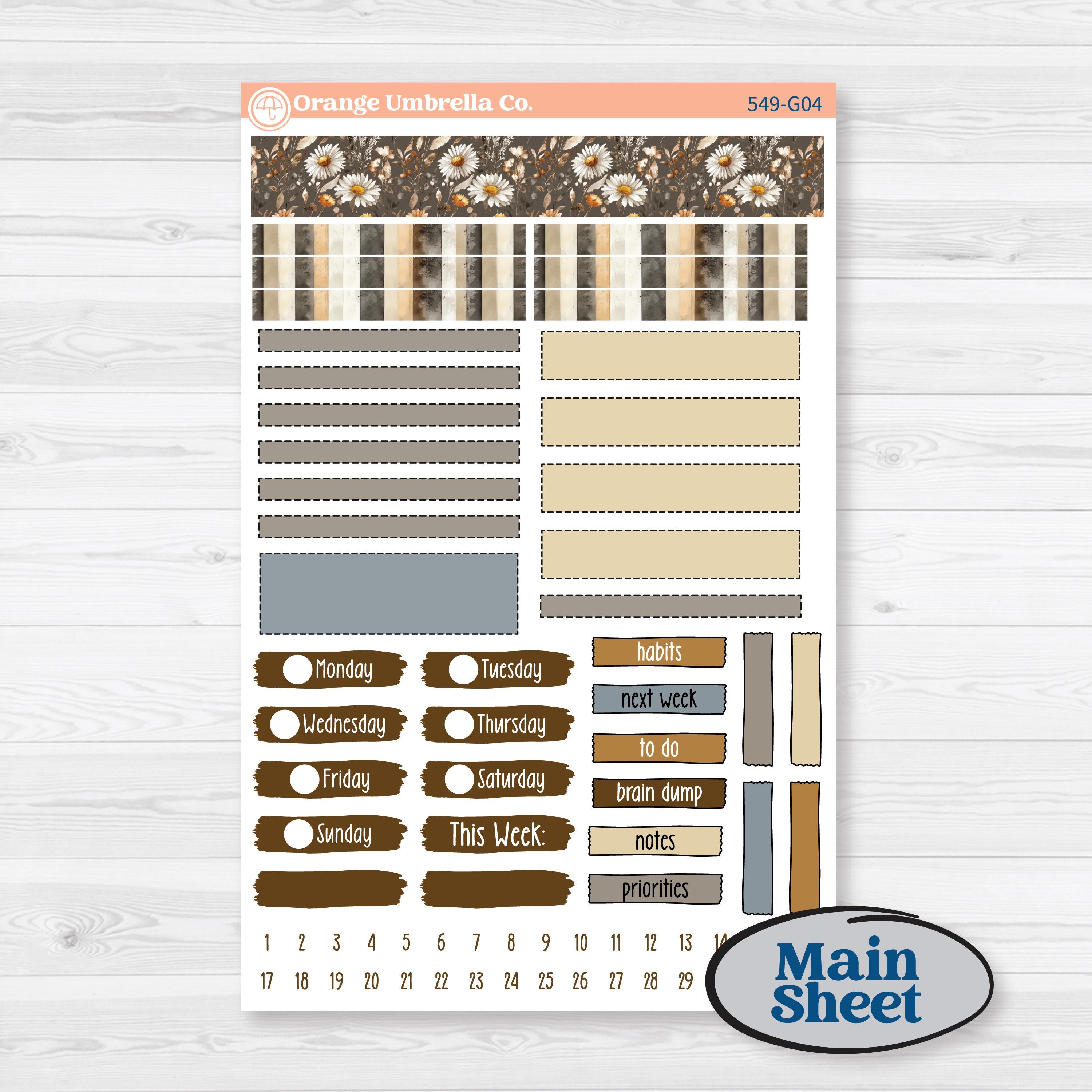 Blue Autumn Planner Kit | Erin Condren A5 Weekly Dashboard Planner Kit Stickers | Farmhouse Fall | KIT-549-G4