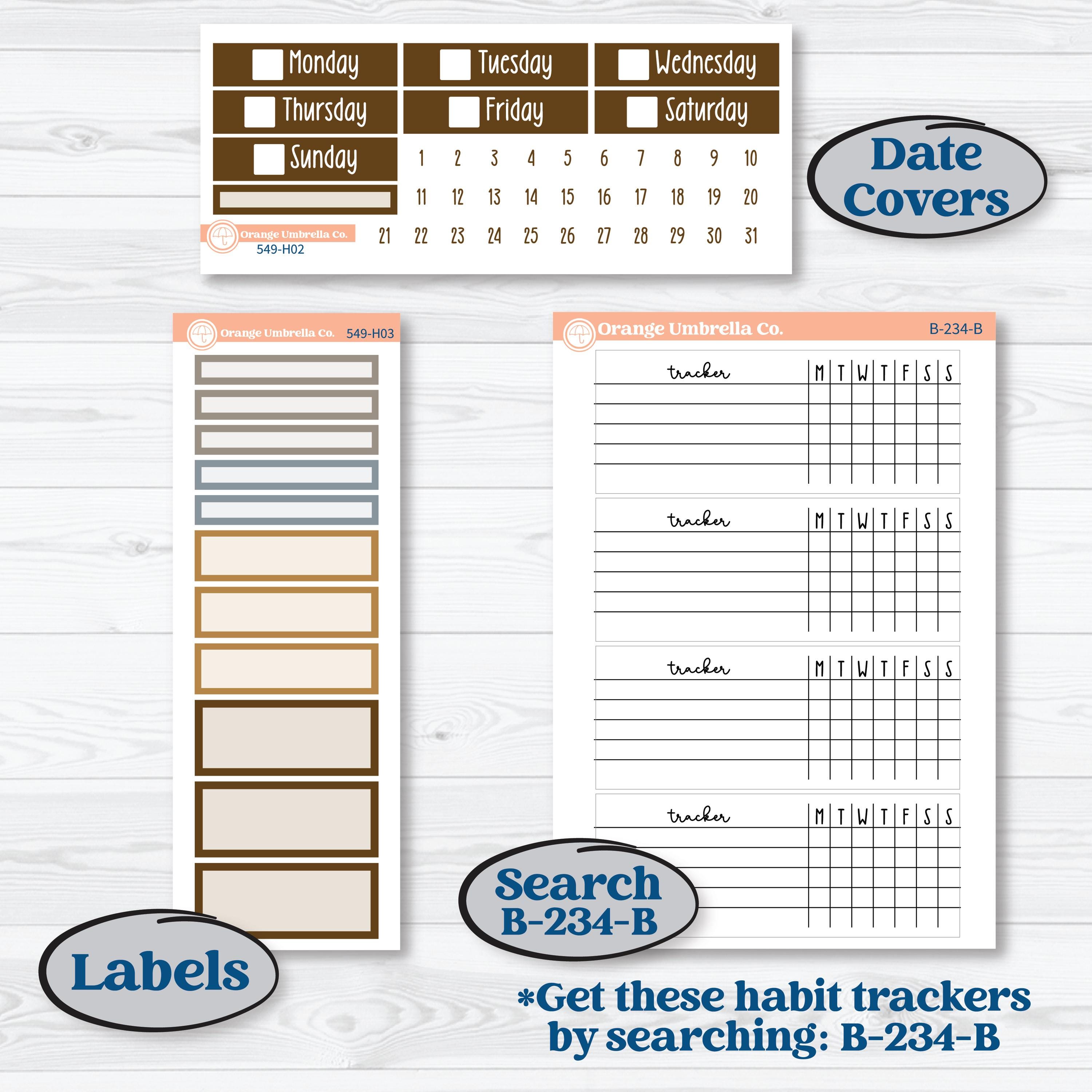Blue Autumn Planner Kit | Plum Vertical Priorities 7x9 Planner Kit Stickers | Farmhouse Fall | KIT-549-H