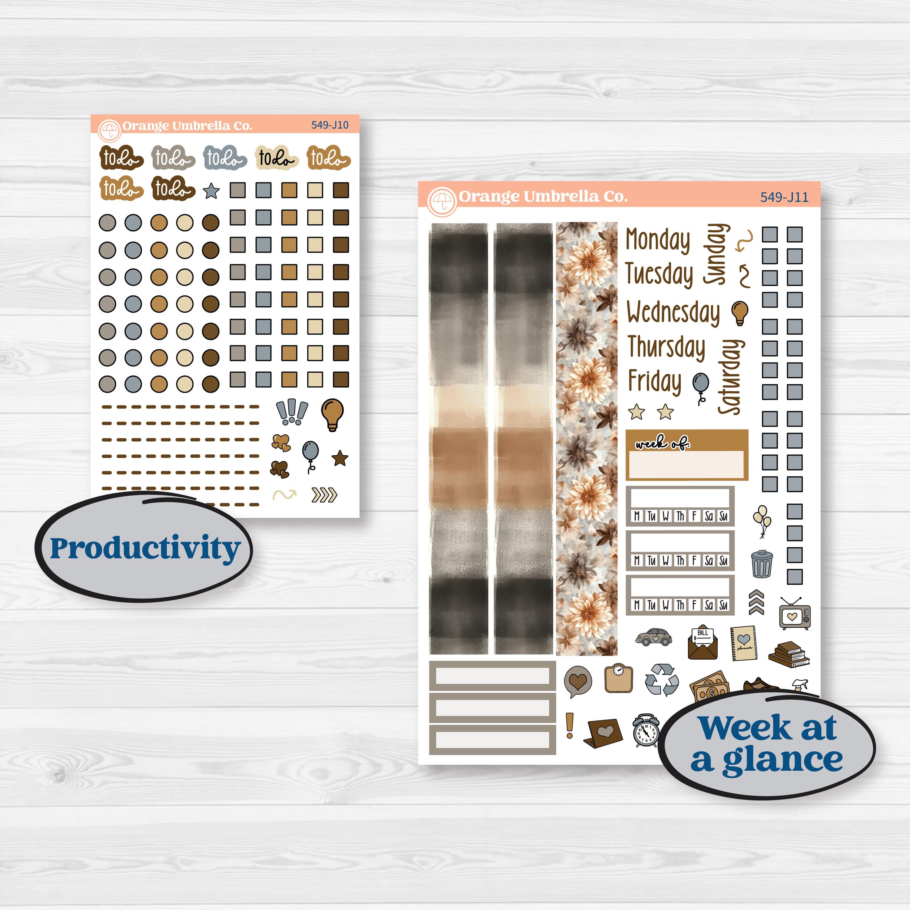 Blue Autumn Planner Kit | A5 Daily Duo Planner Kit Stickers | Farmhouse Fall | KIT-549-J