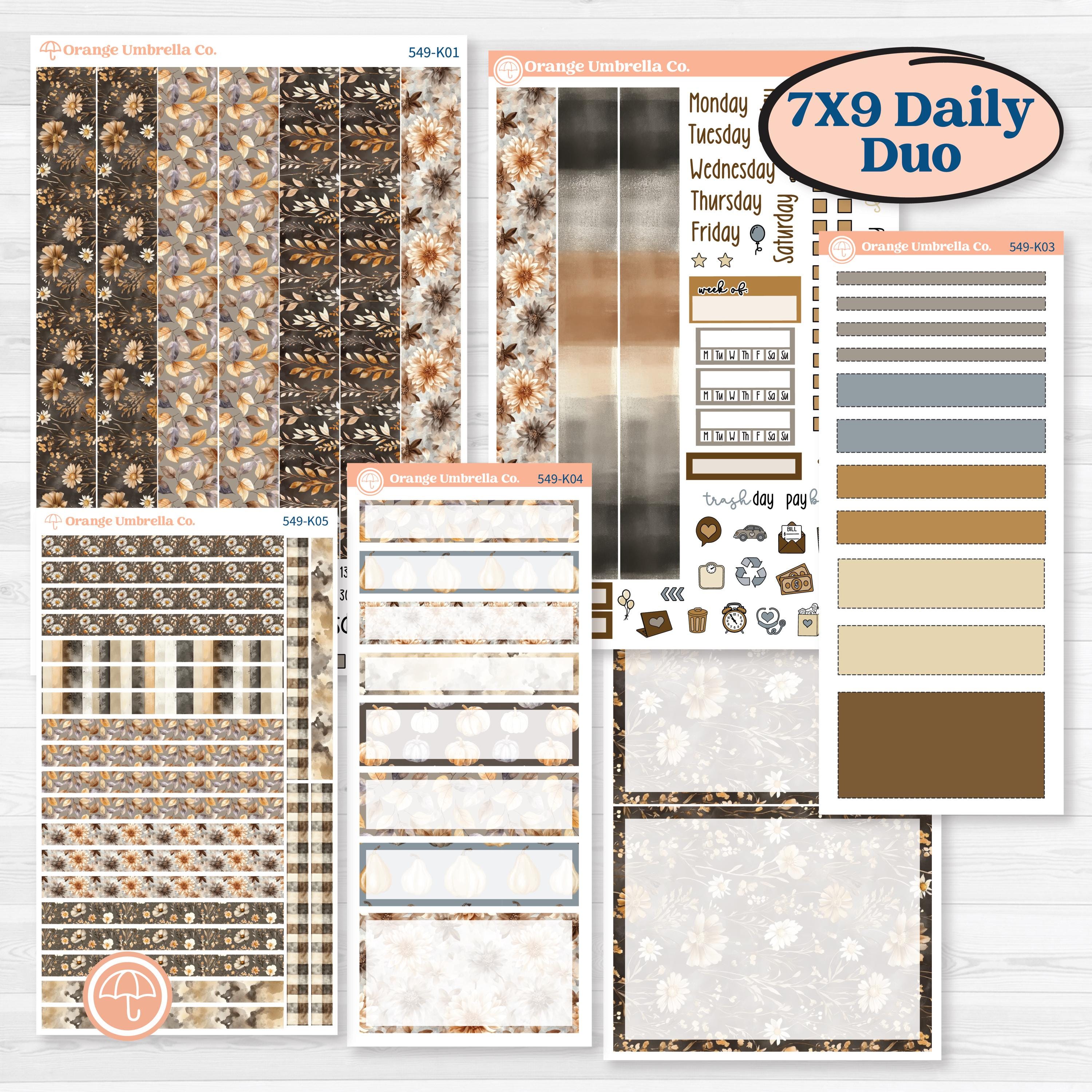 Blue Autumn Planner Kit | 7x9 Erin Condren Daily Duo Planner Kit Stickers | Farmhouse Fall | KIT-549-K